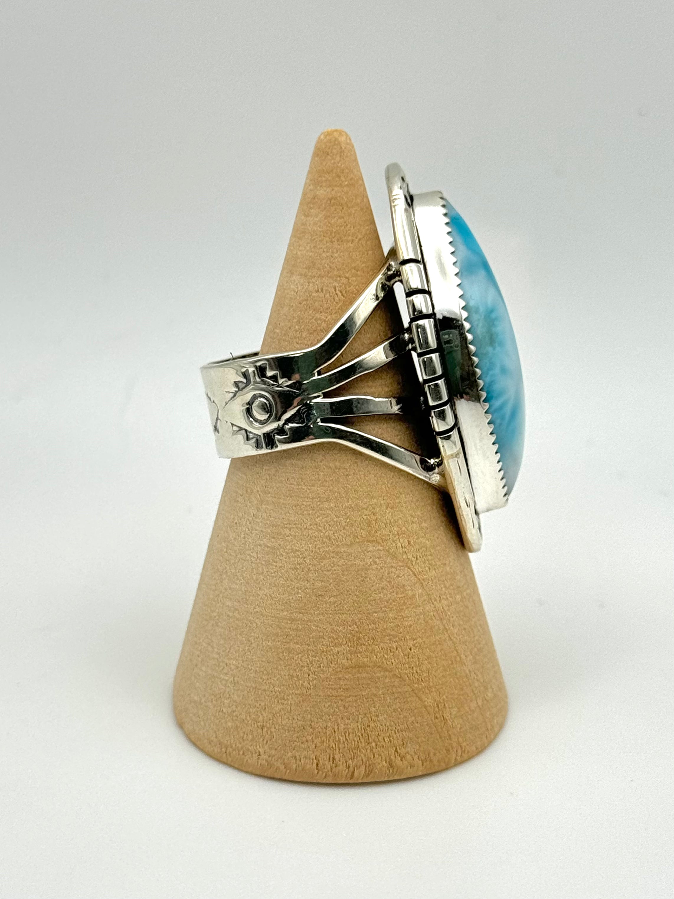 •LARIMAR - BIGGIE• Navajo silver ring (size 7.5)