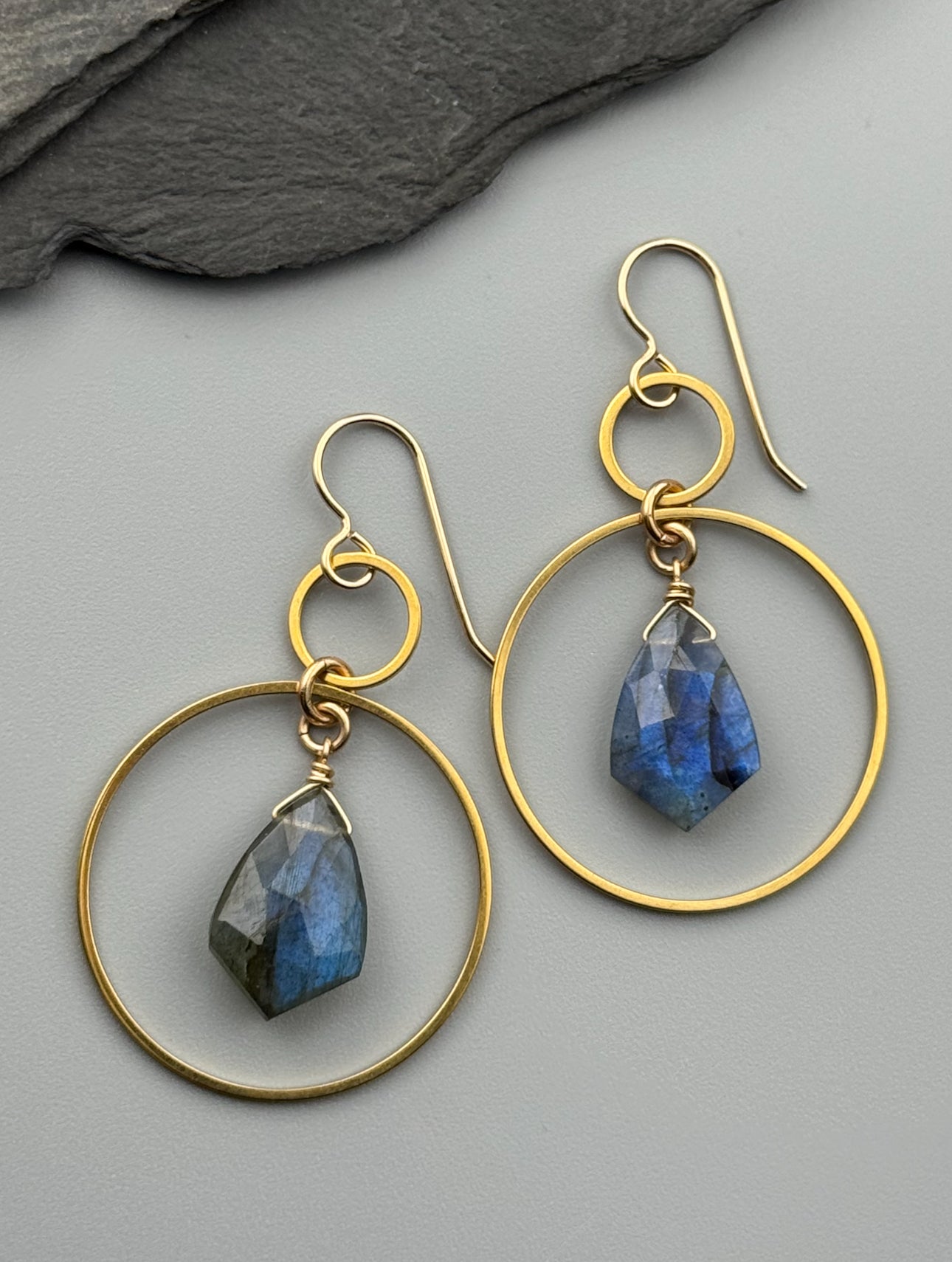 •EQUA-ORBIT• labradorite + gold earrings