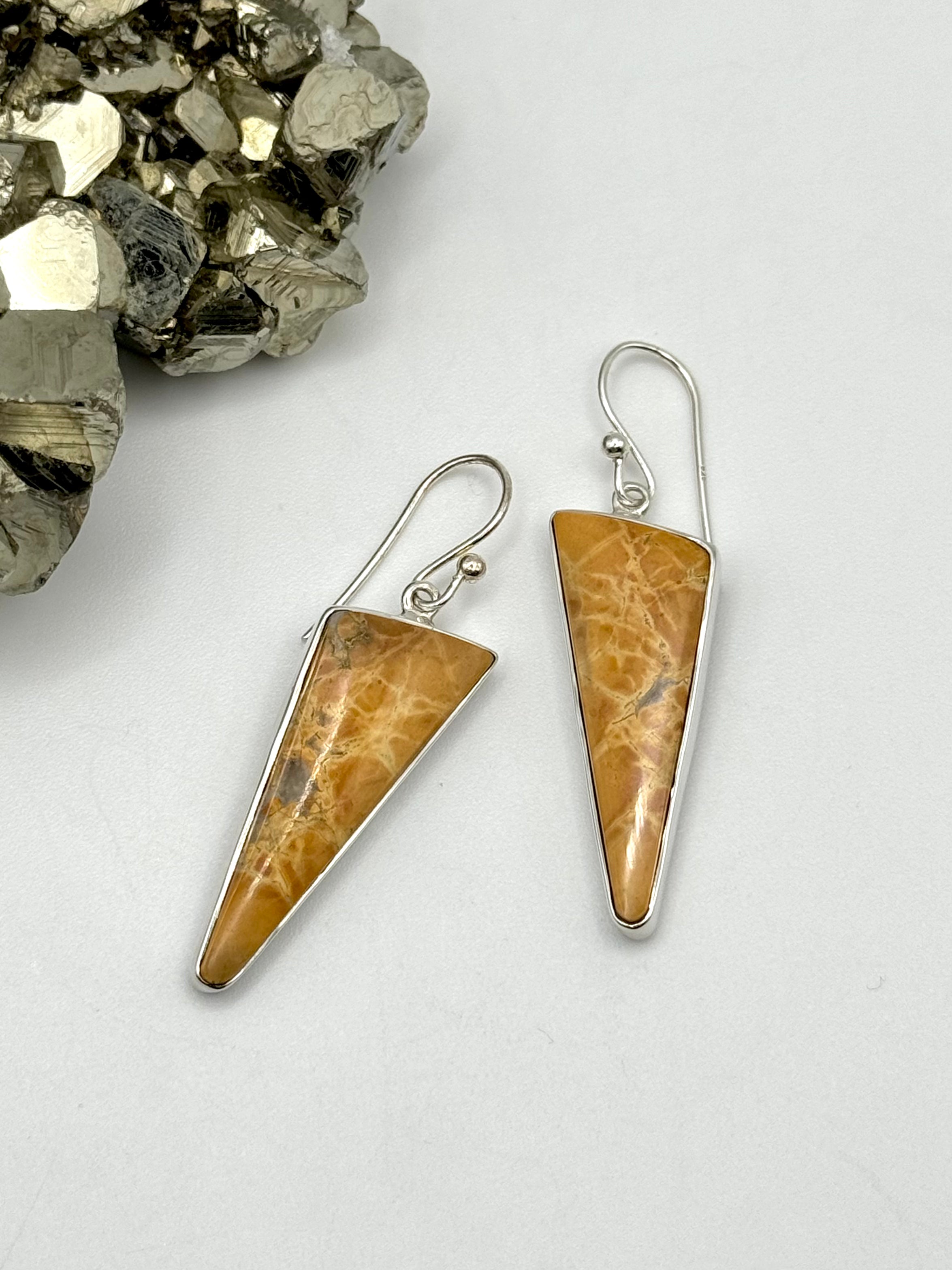 •MALIGANO JASPER TRIANGLE• silver dangle earrings