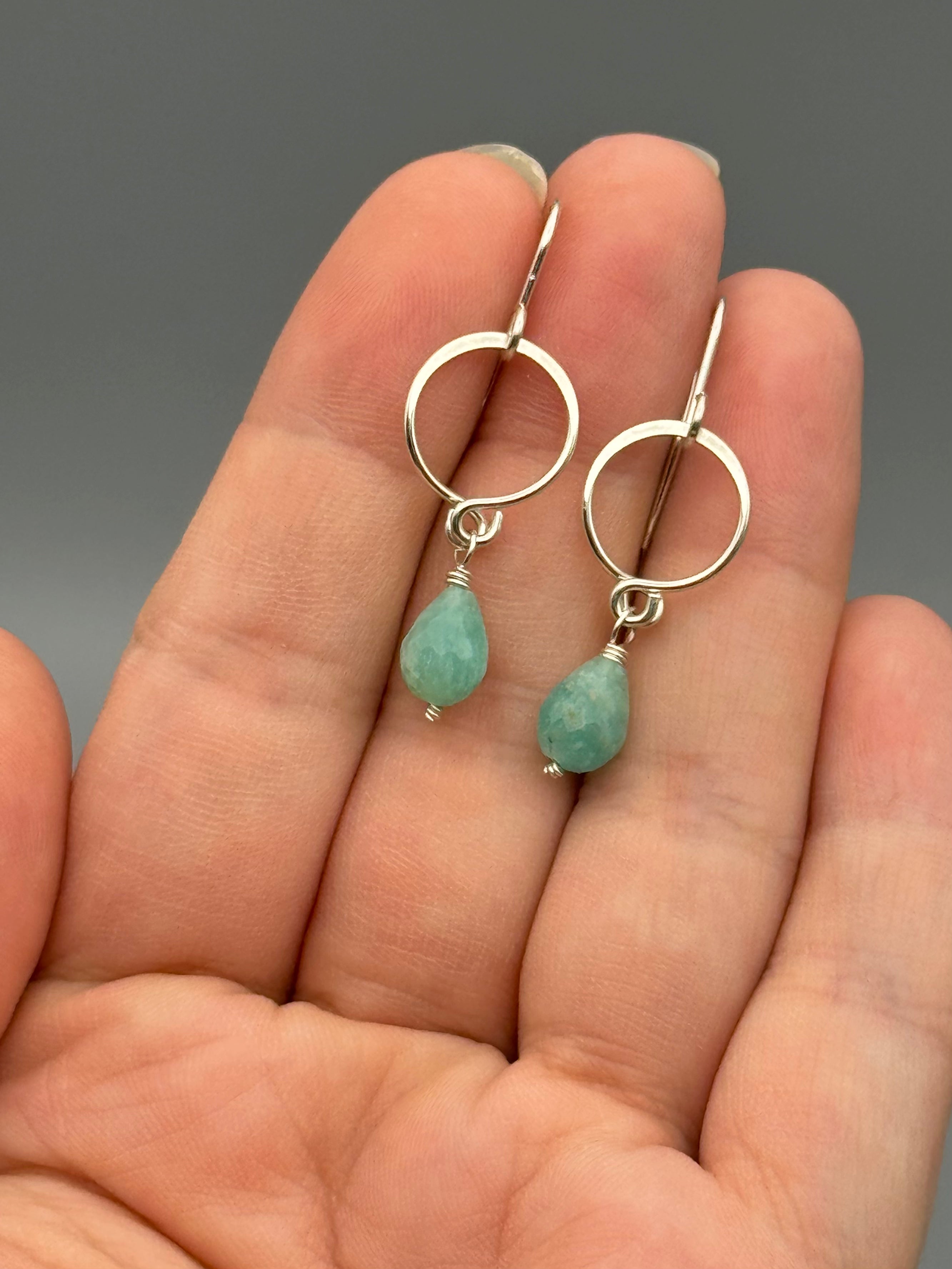 •DROPLET• amazonite + silver dangle earrings