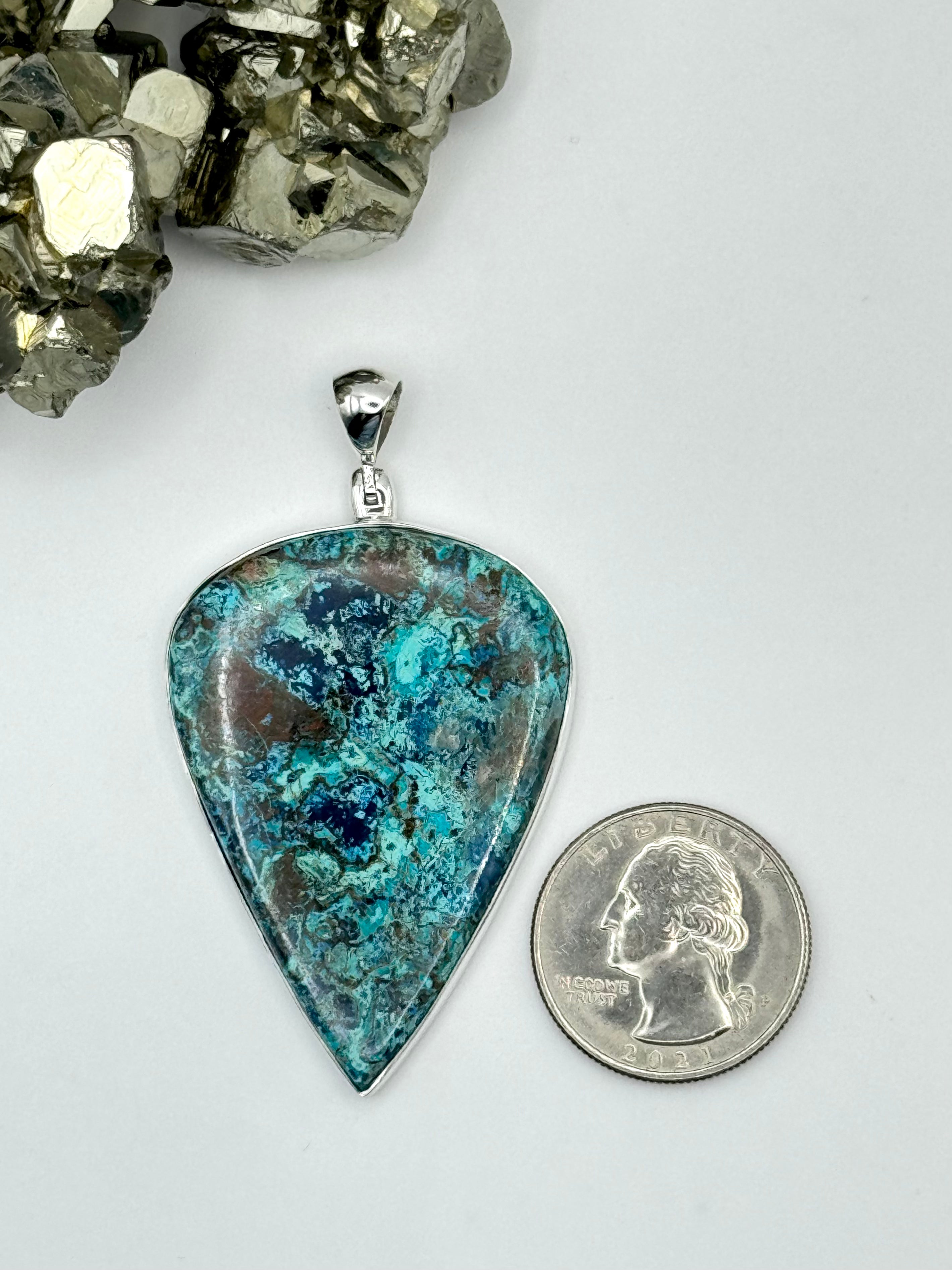 •SHATTUCKITE SPEAR TEAR - 3• sterling silver pendant