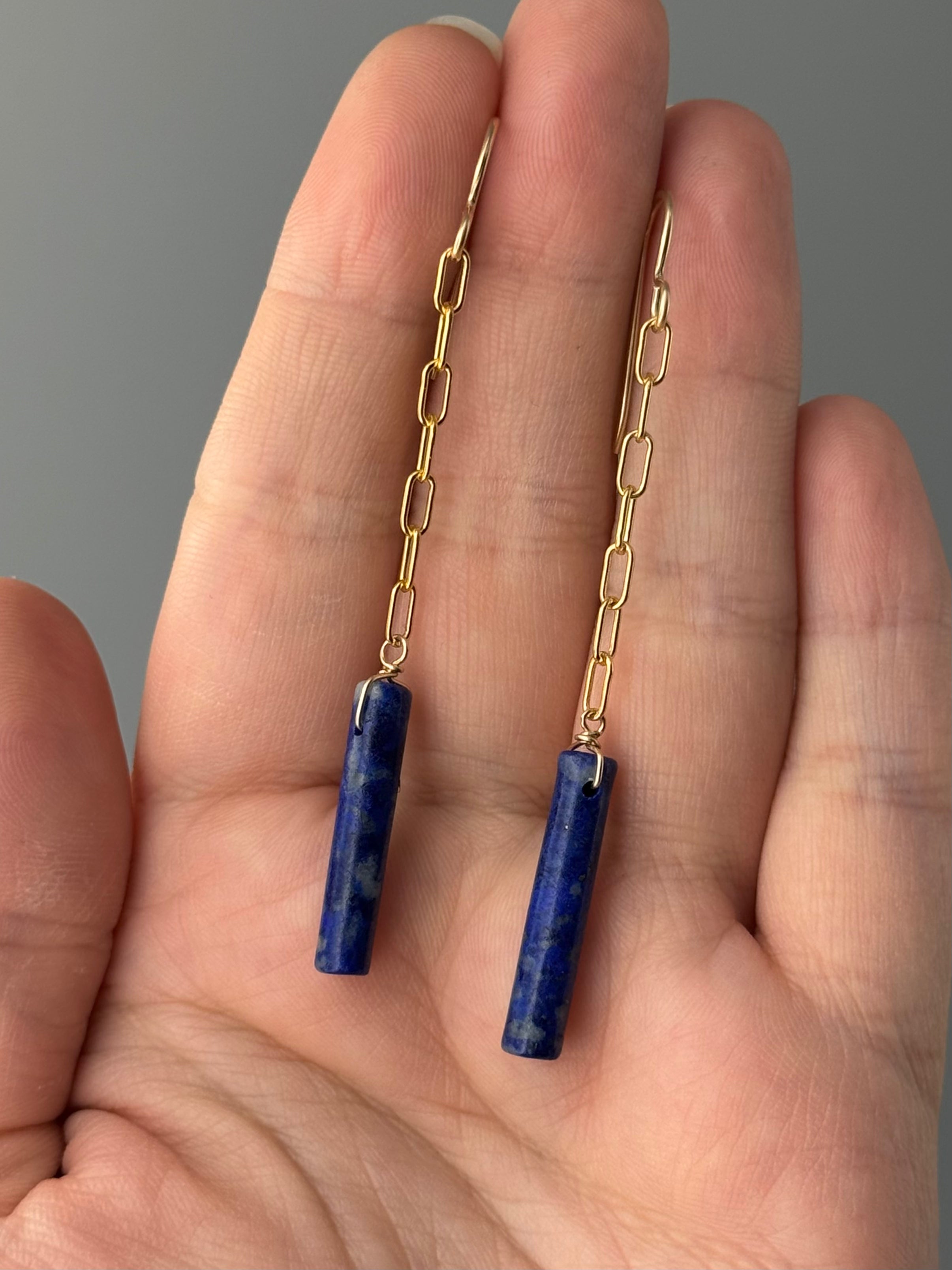 •LINKED• lapis lazuli + gold earrings