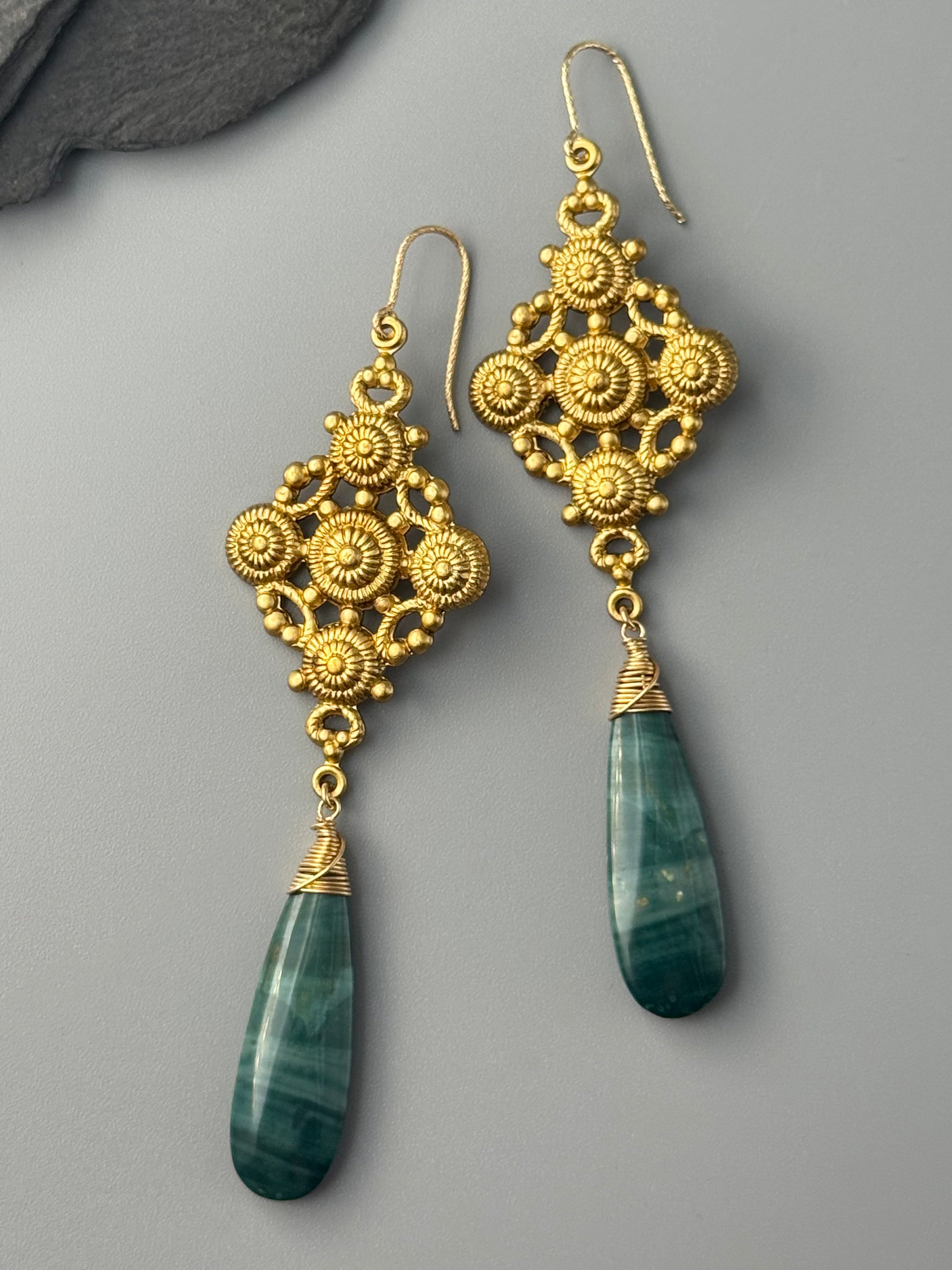 •FLORENCE• green mountain jade + gold earrings