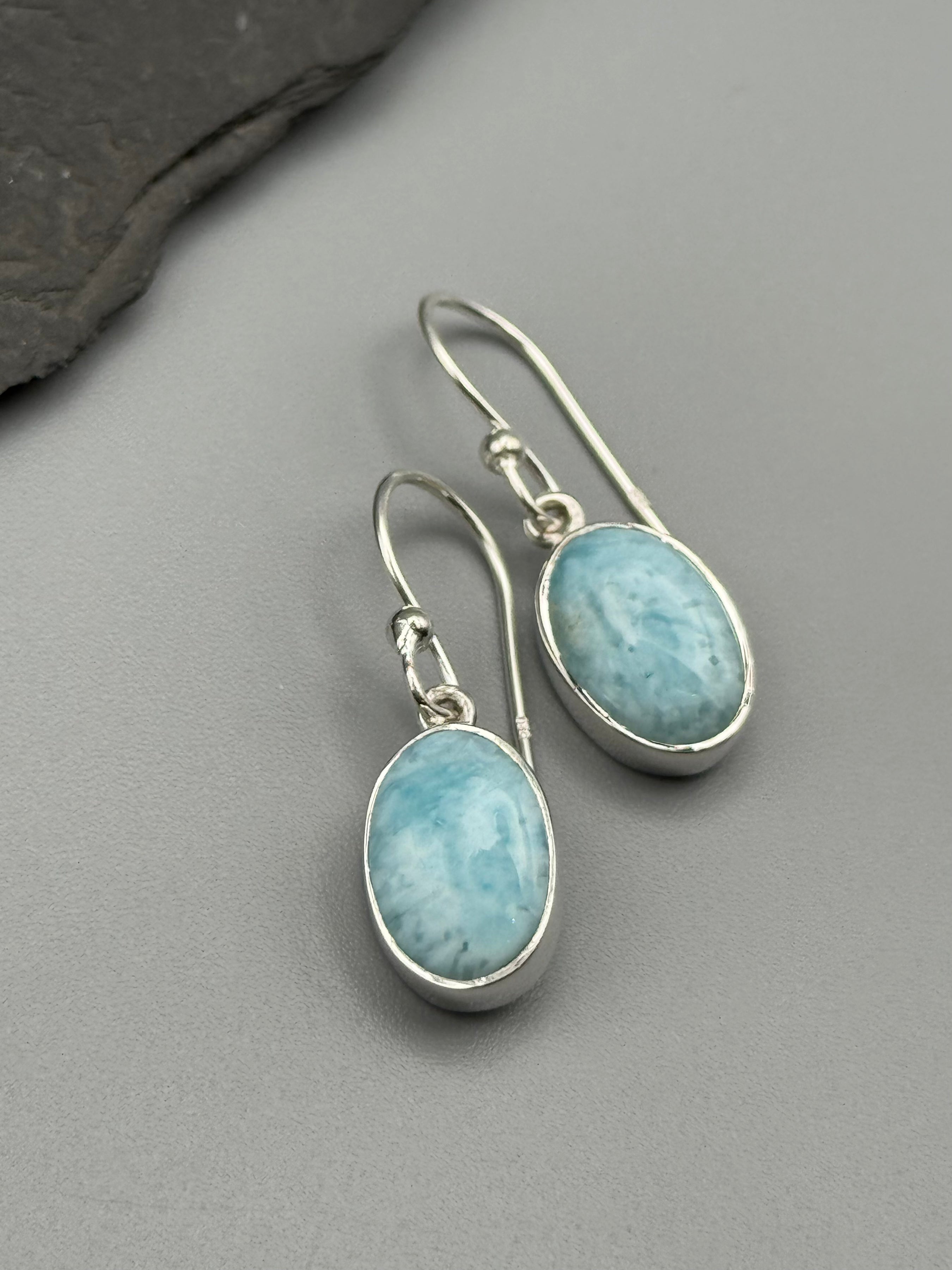 •LARIMAR - OVAL• silver dangle earrings