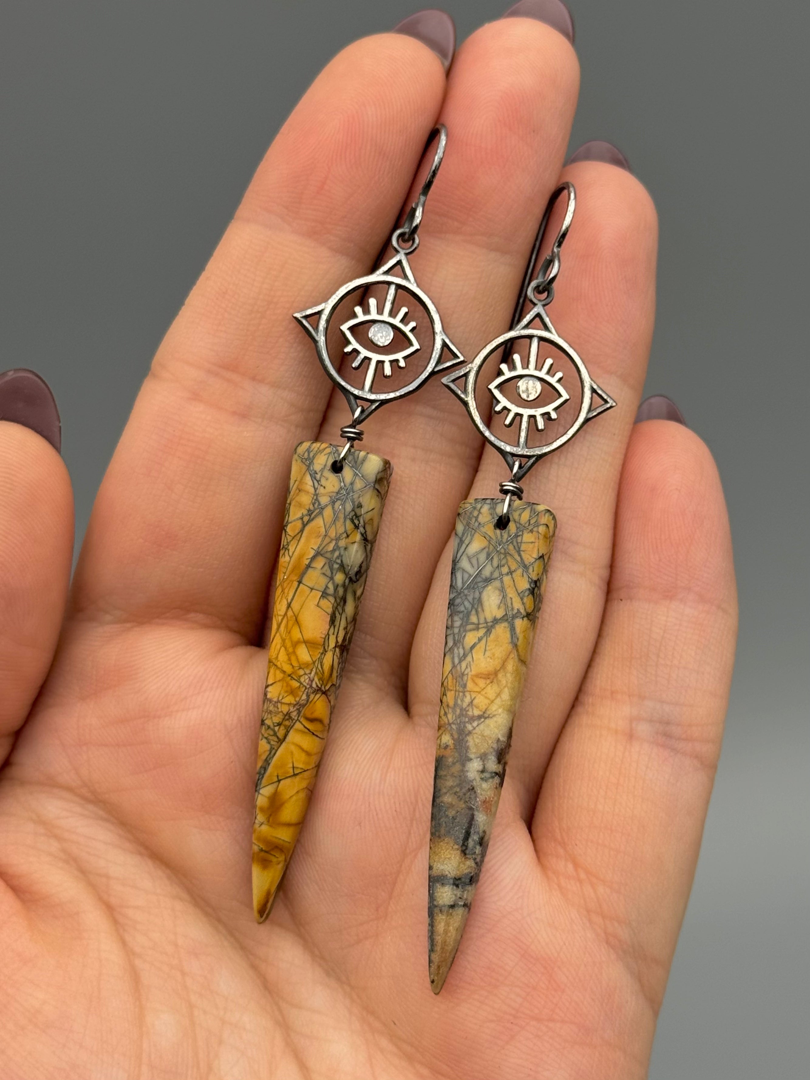 •BRIGHT EYES• red creek jasper + silver earrings