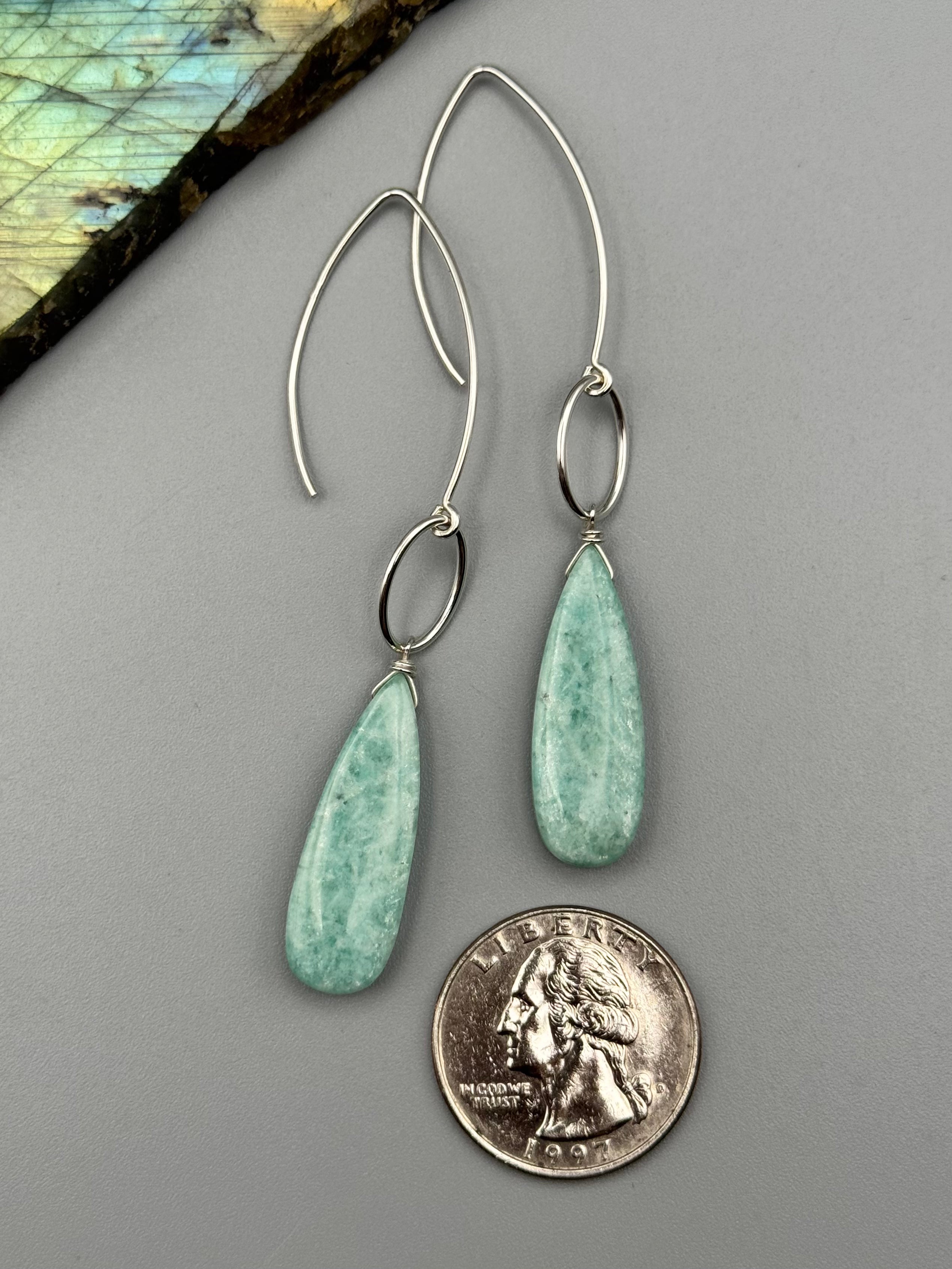 •IO• amazonite deep tear + silver earrings