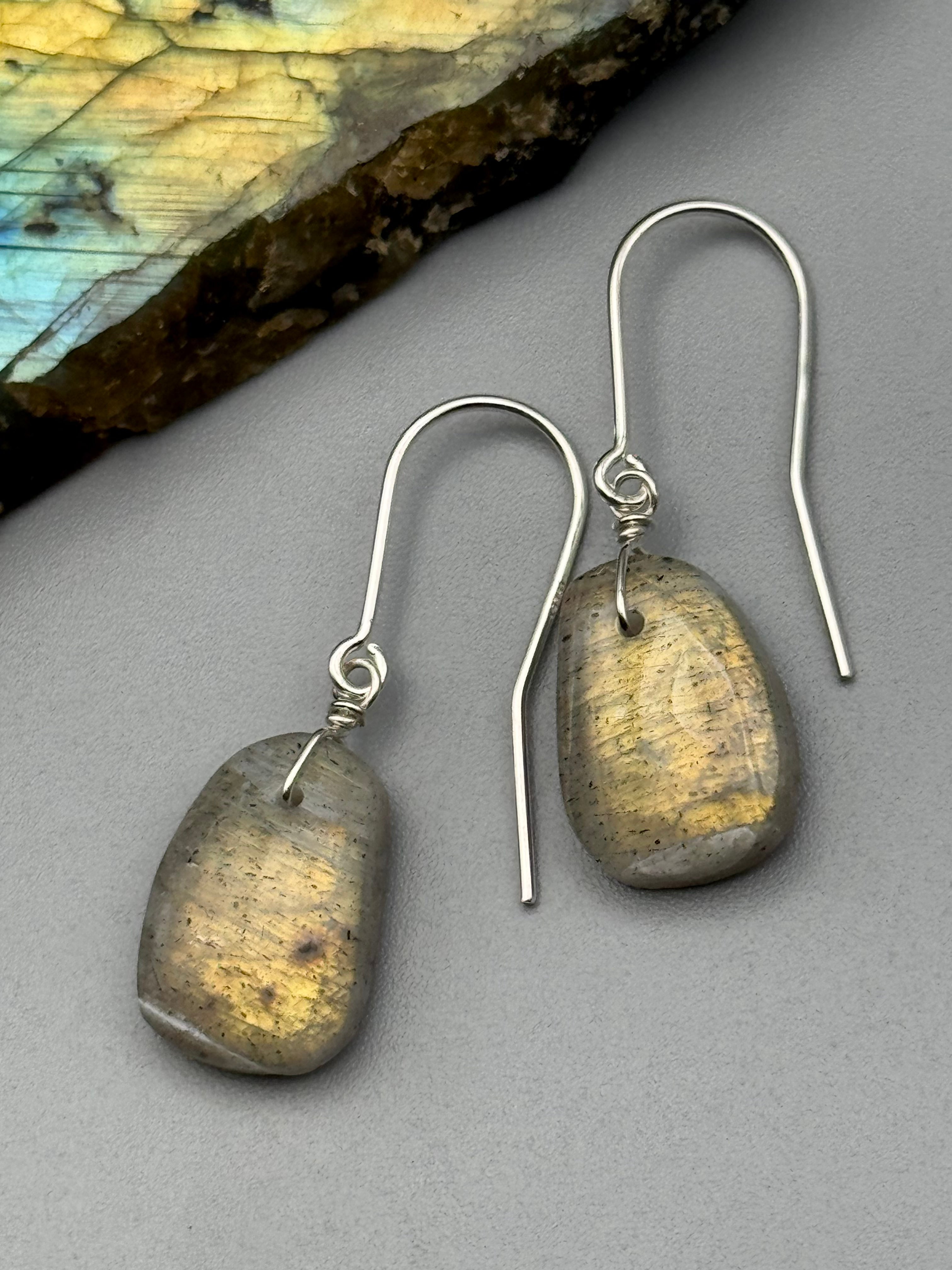 •STRAY• golden labradorite + silver earrings