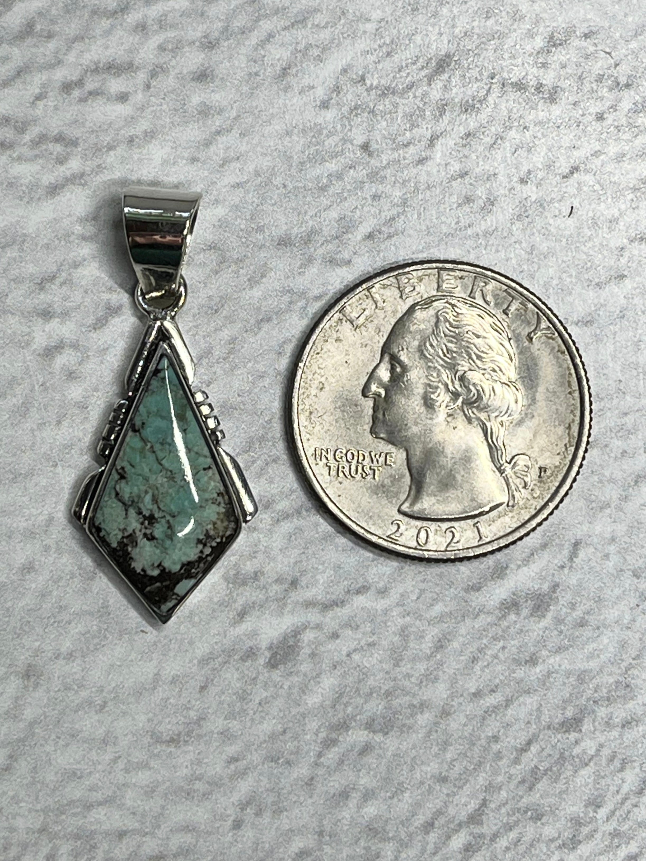 •CHINESE TURQUOISE• Navajo silver kite pendant