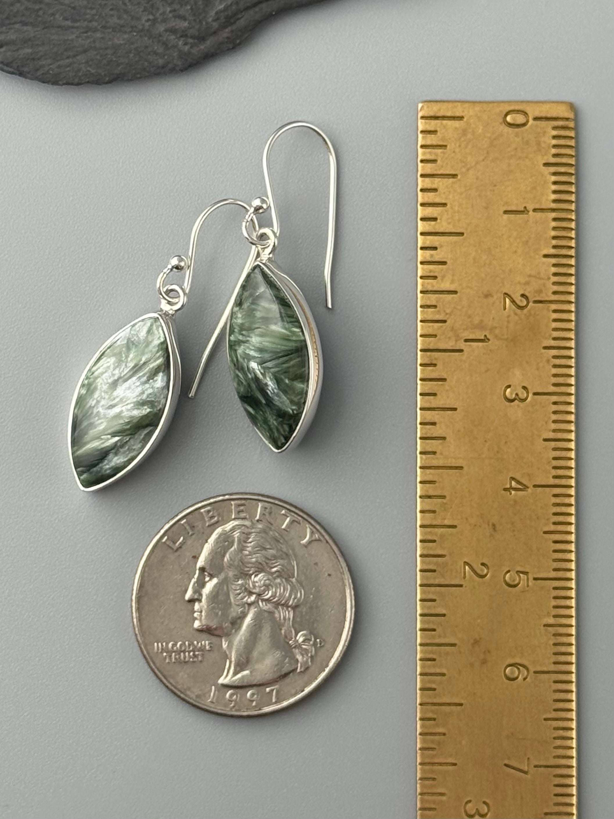 •SERAPHINITE - MARQUISE• silver dangle earrings