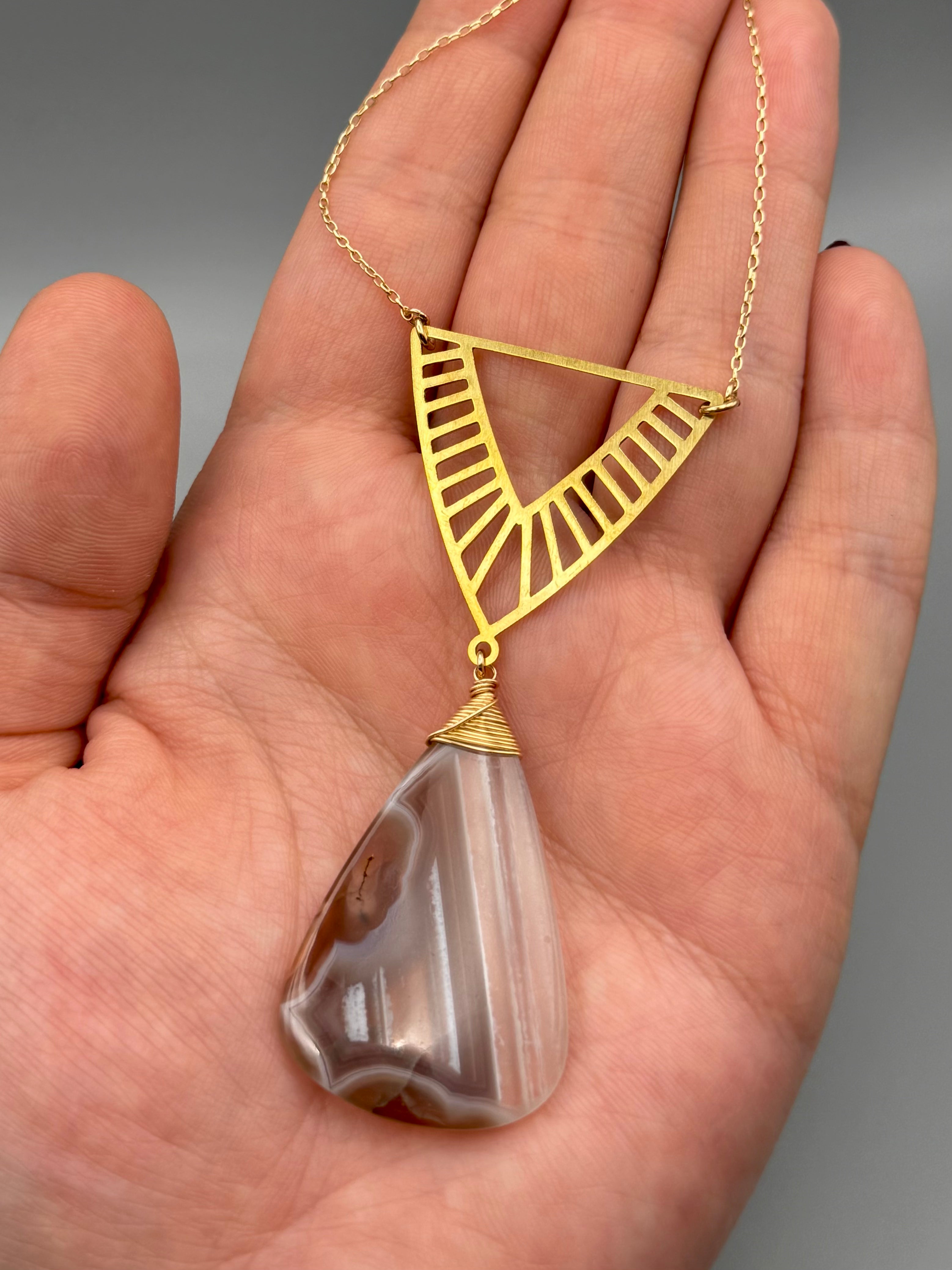 •INVOKE• botswana agate + gold necklace (16"-18" long)