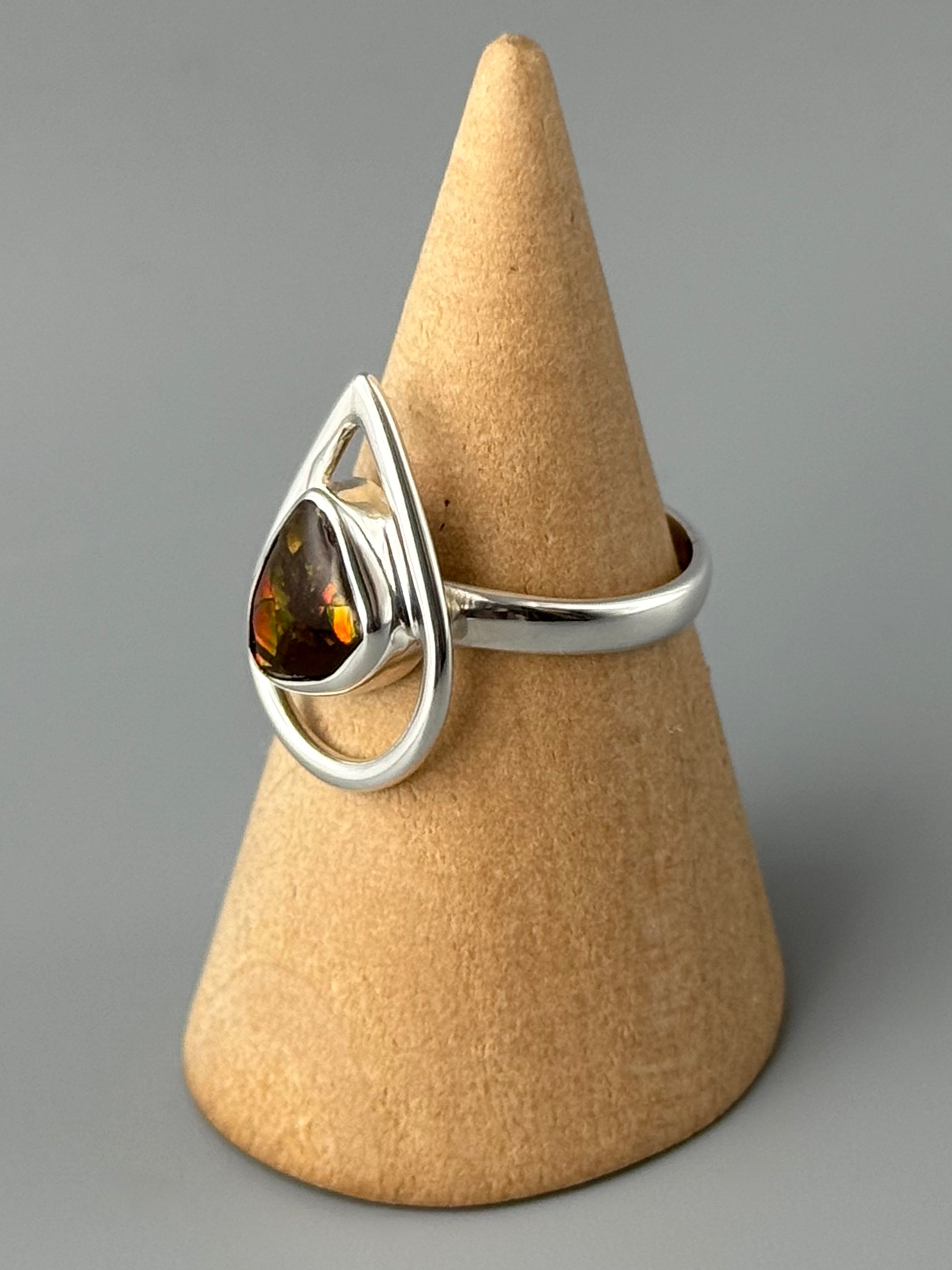•AMMOLITE - OPEN TEAR 1• silver ring (size 7)