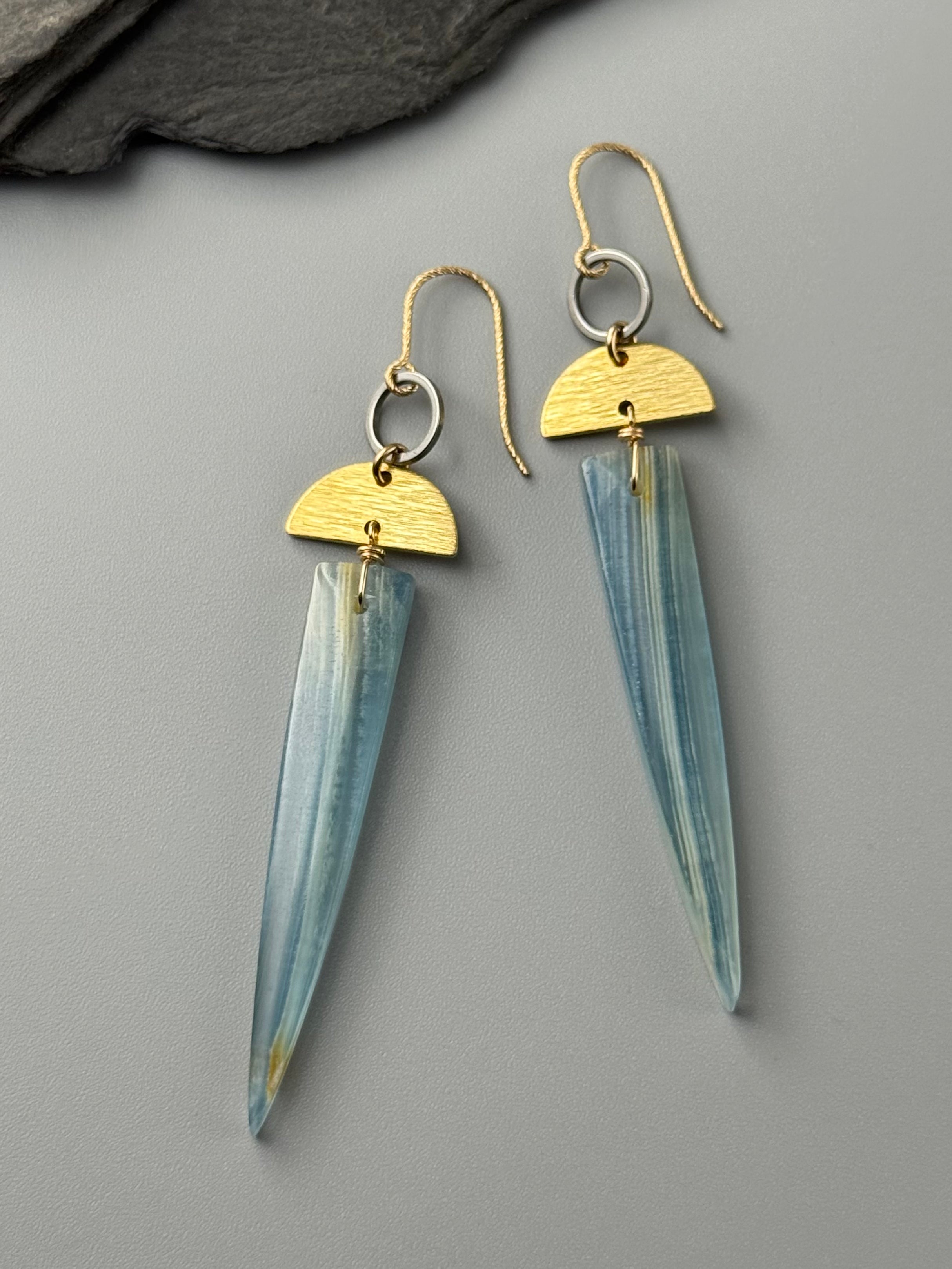 •NYX• blue calcite + mixed metal earrings