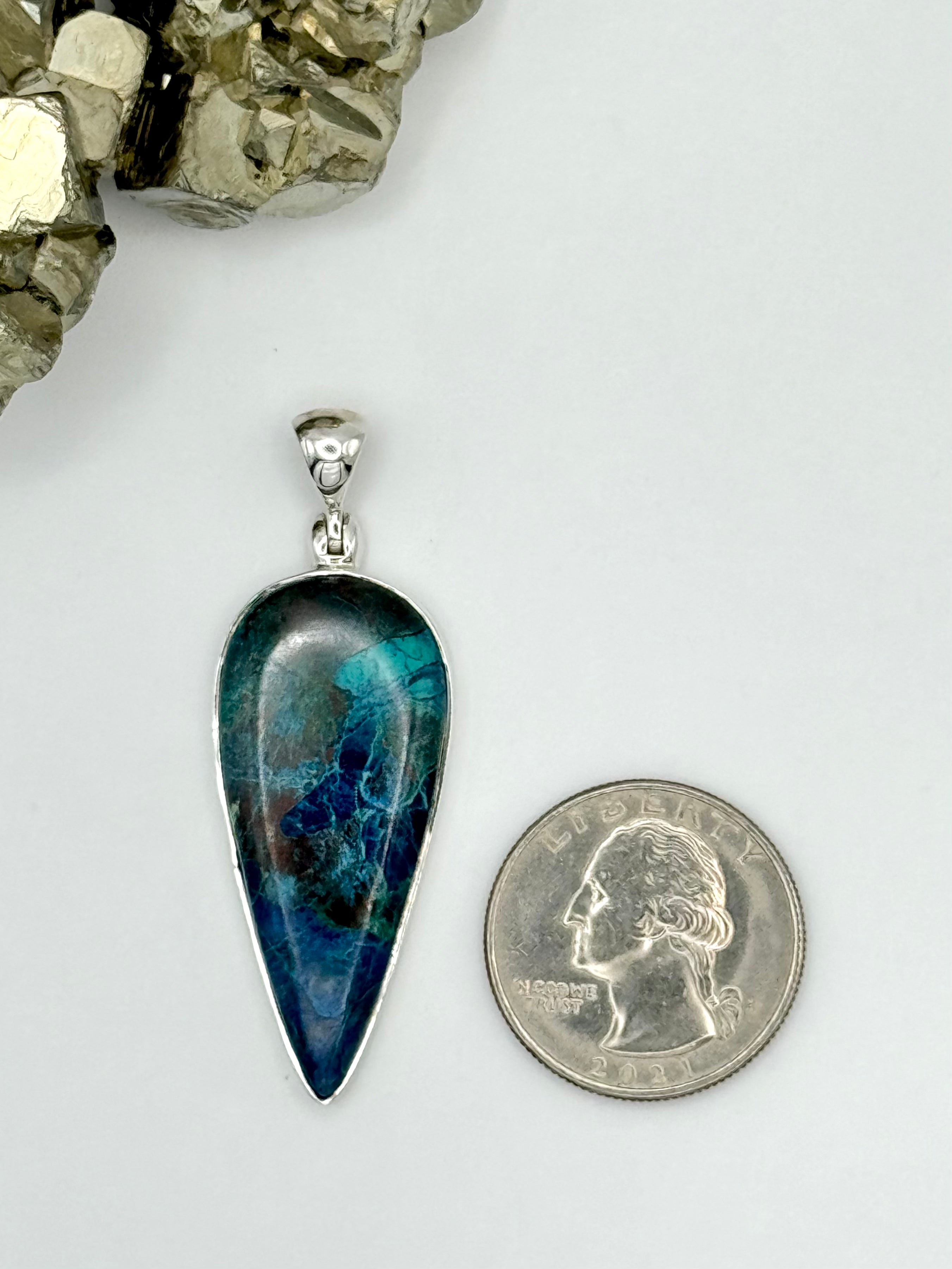 •SHATTUCKITE SPEAR TEAR - 1• sterling silver pendant