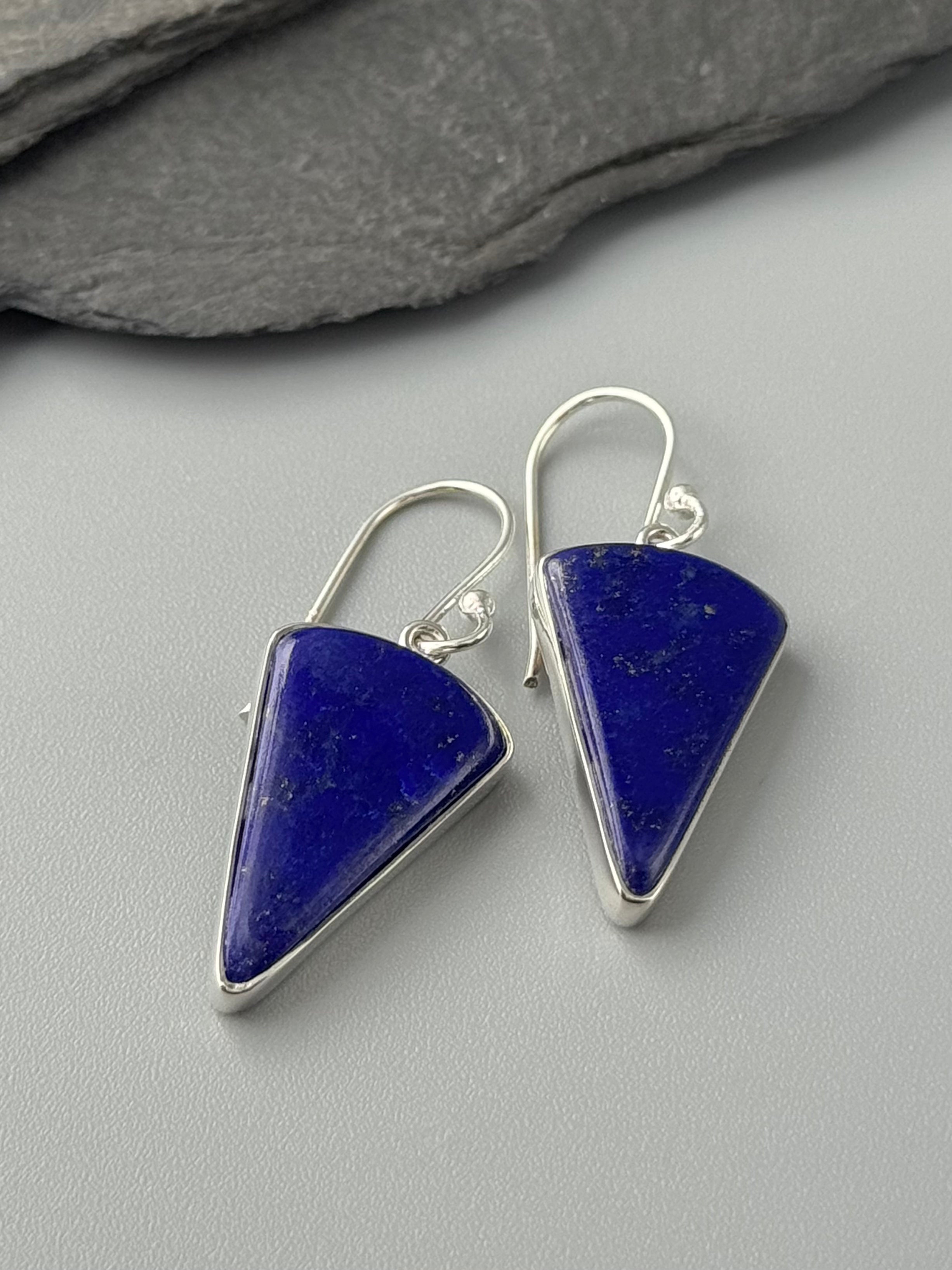 •LAPIS LAZULI - FANG• silver dangle earrings