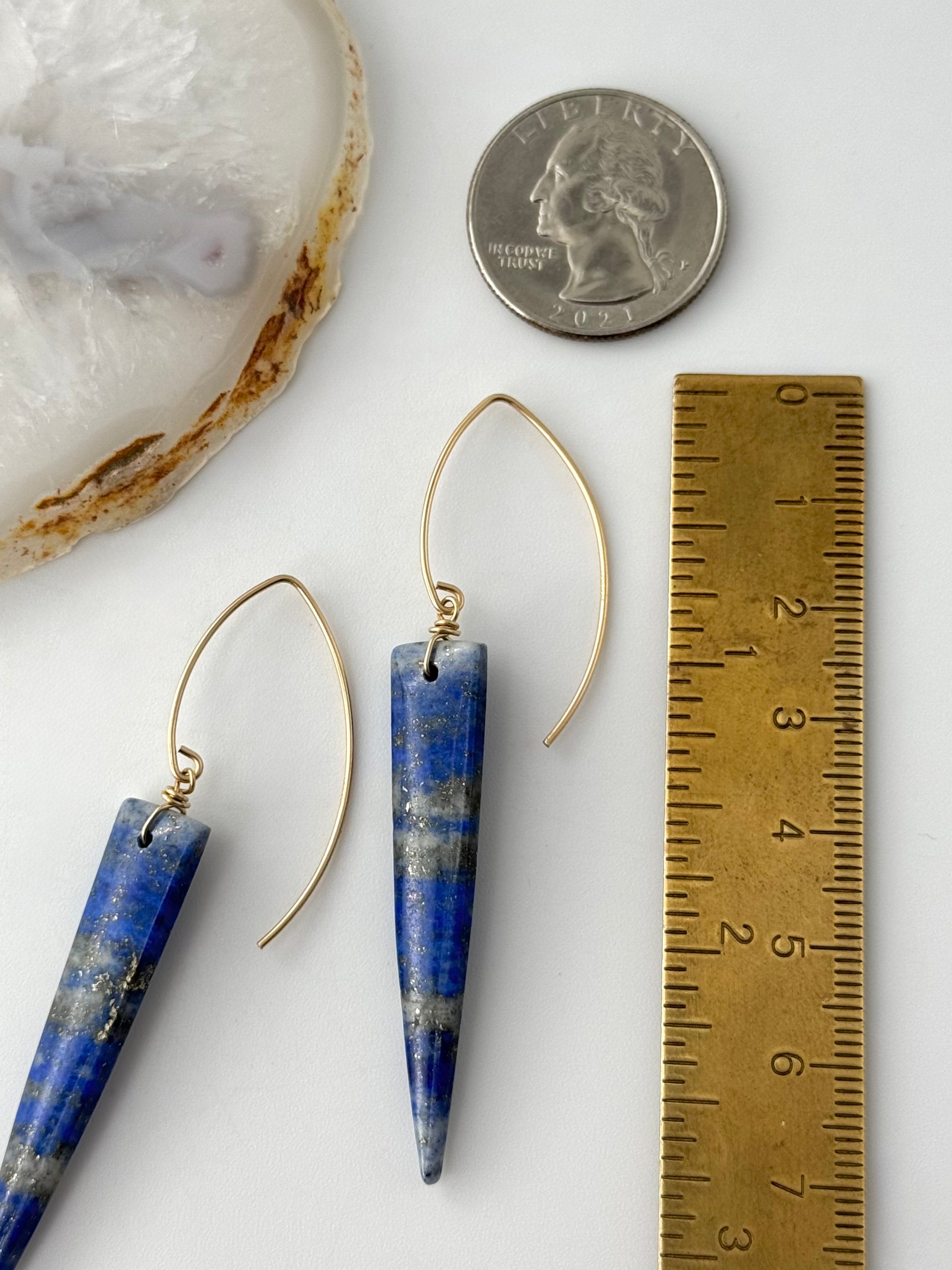 •STRAY• lapis + gold dangle earrings