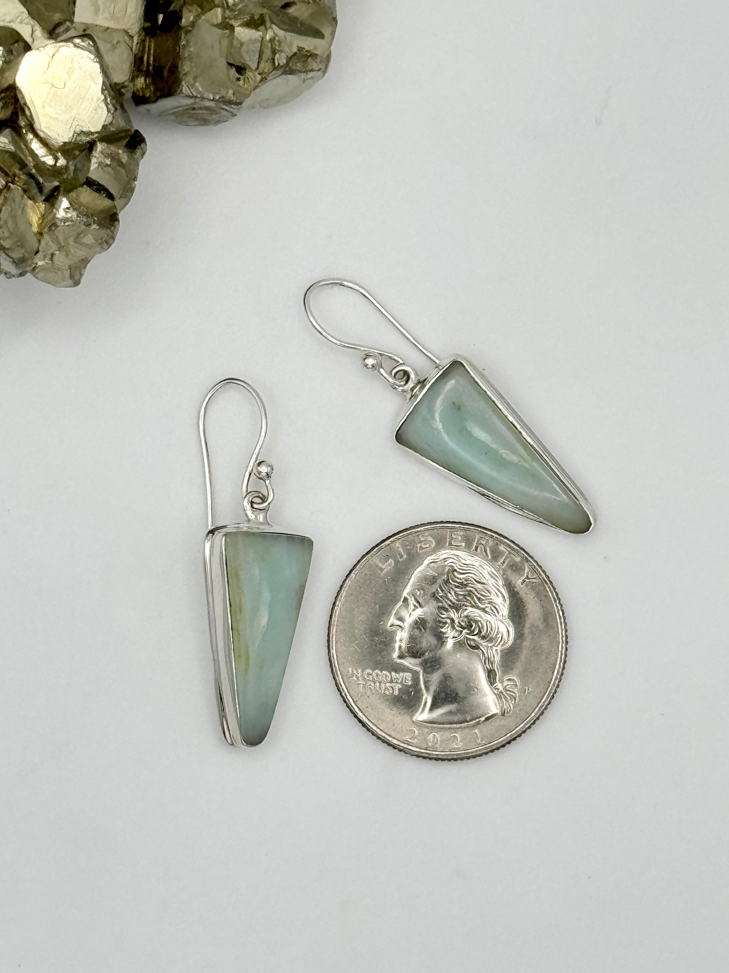 •PERUVIAN OPAL FANG• silver dangle earrings