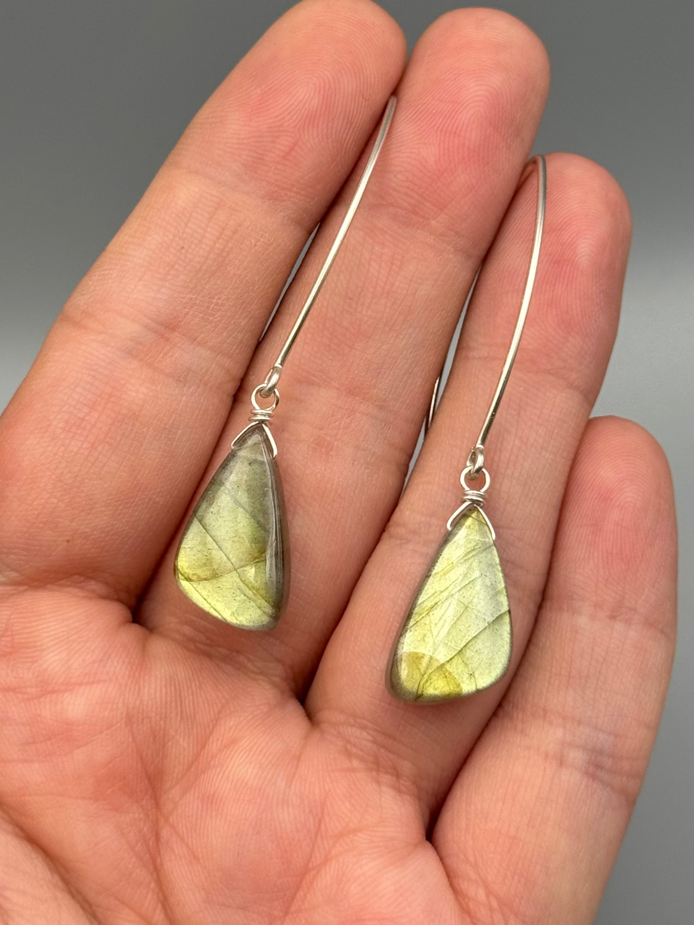 •STRAY• golden labradorite wing + silver earrings