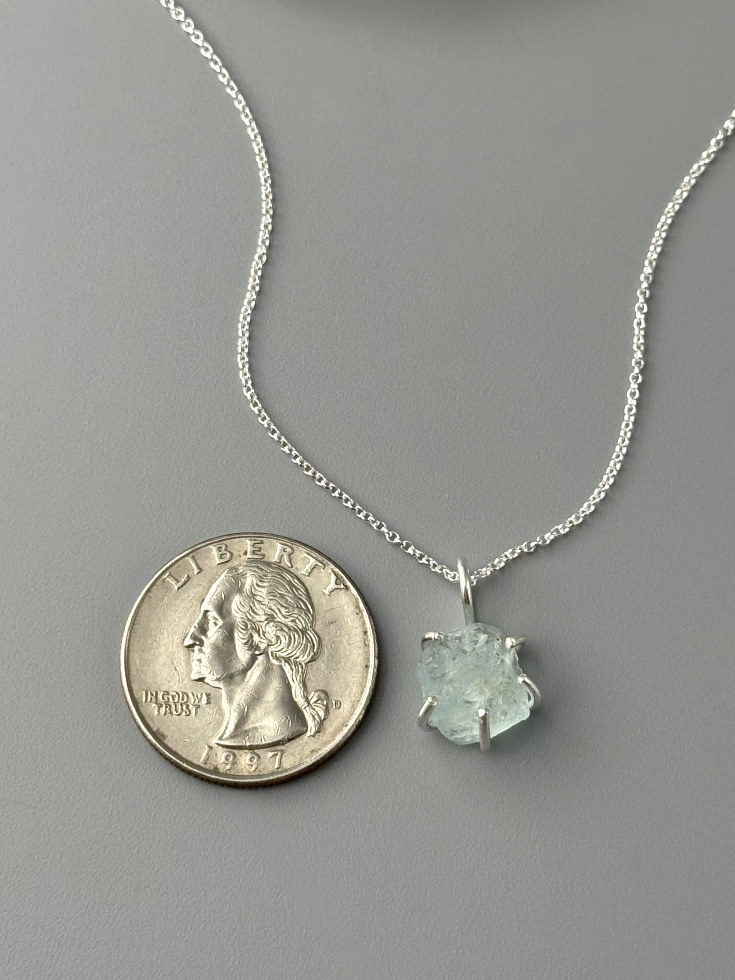•CRADLE• aquamarine + silver necklace (18" long)