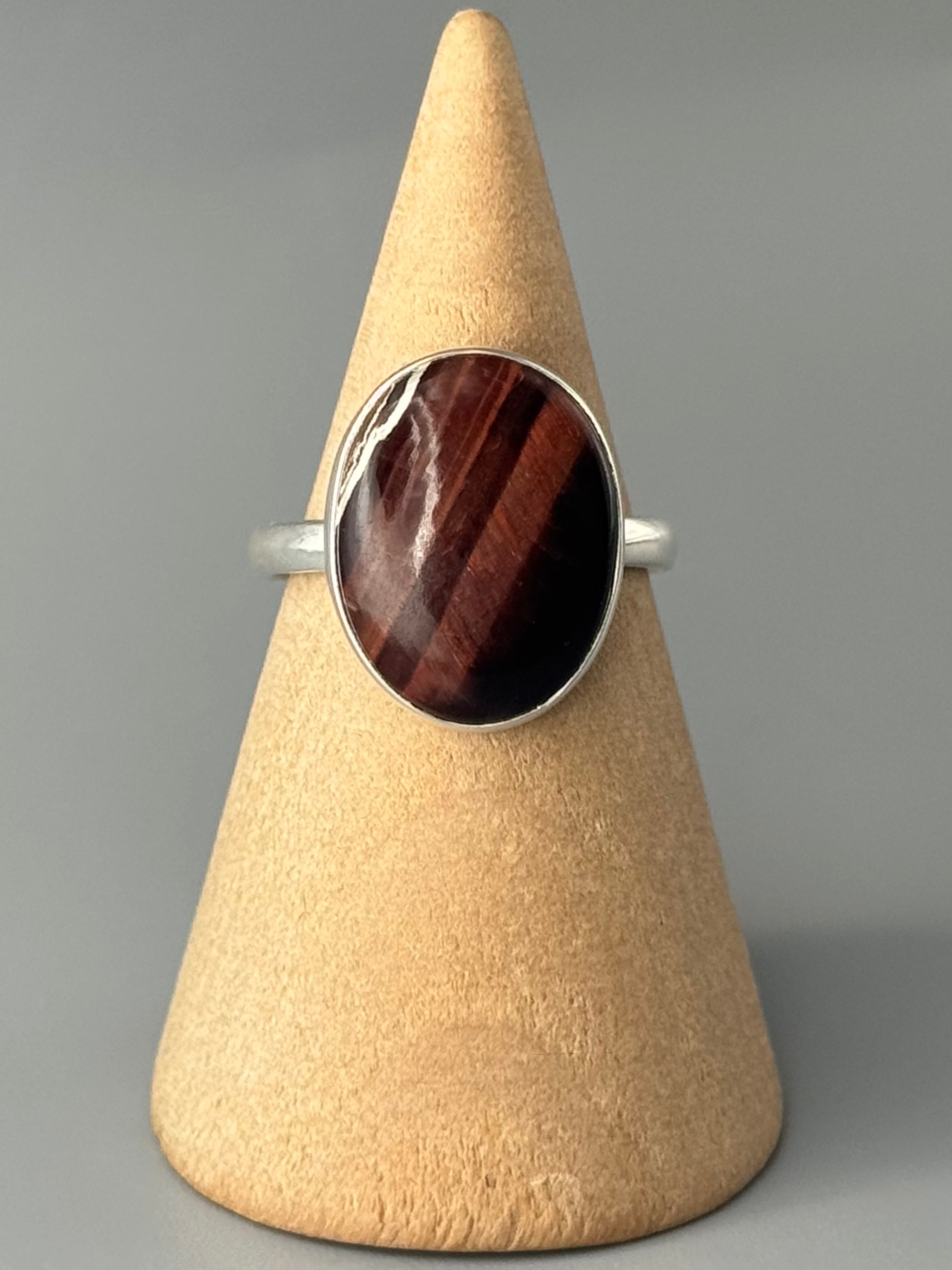 •RED TIGER EYE - LIL' OVAL• sterling silver ring (various sizes)