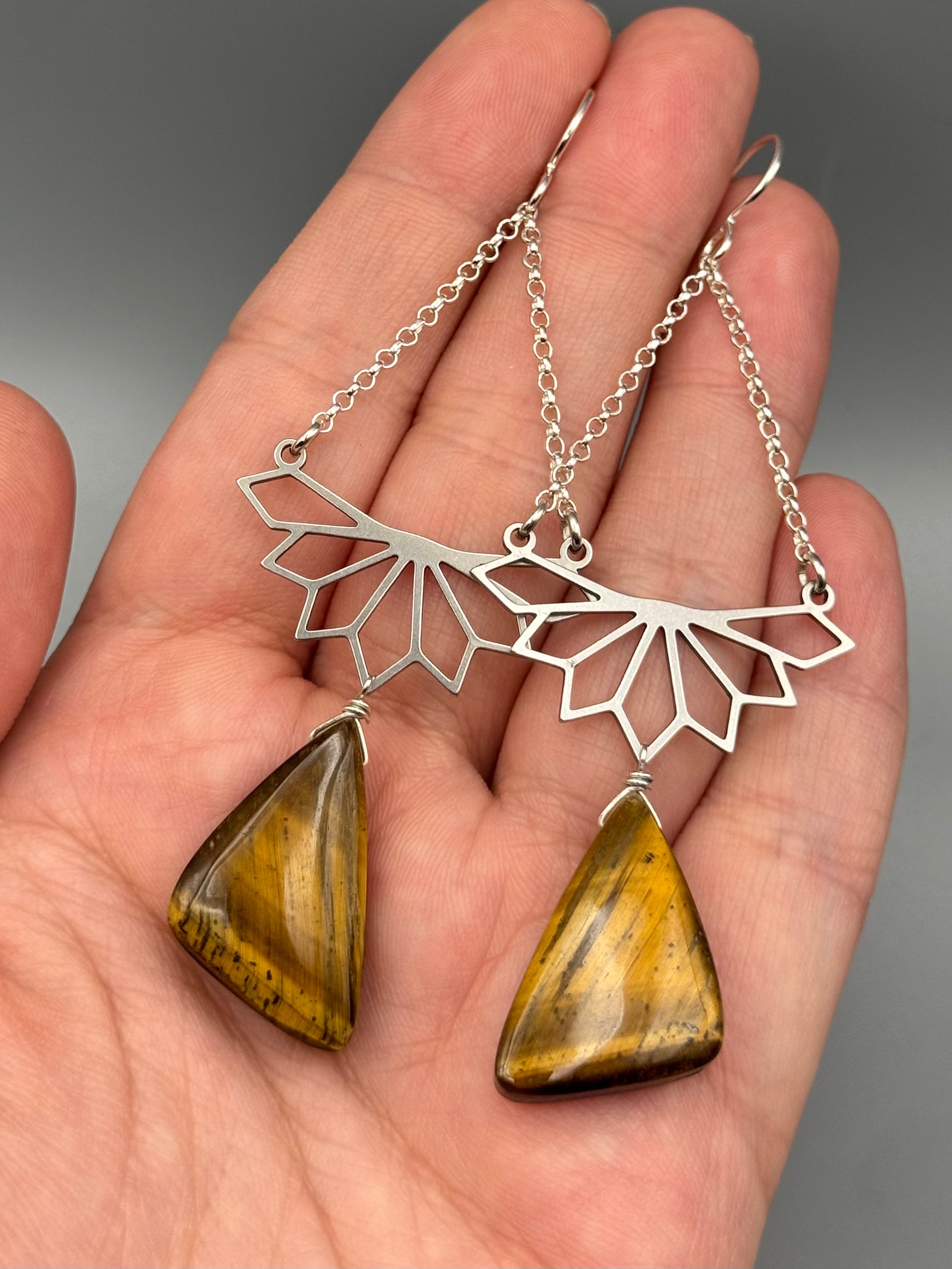 •EMANATE• tiger eye wing + silver earrings