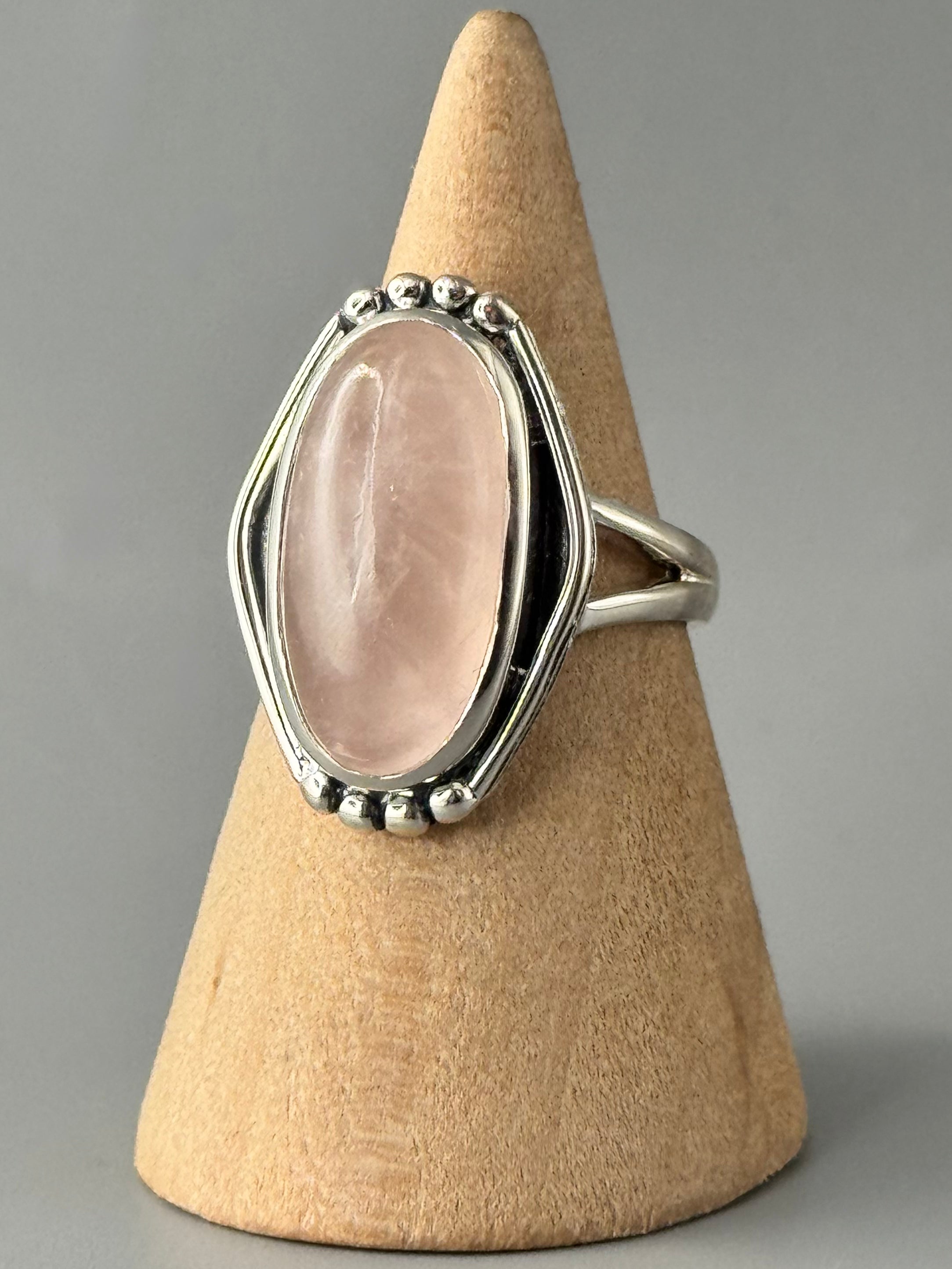 •ROSE QUARTZ - POLARITY• split band silver ring (various sizes)