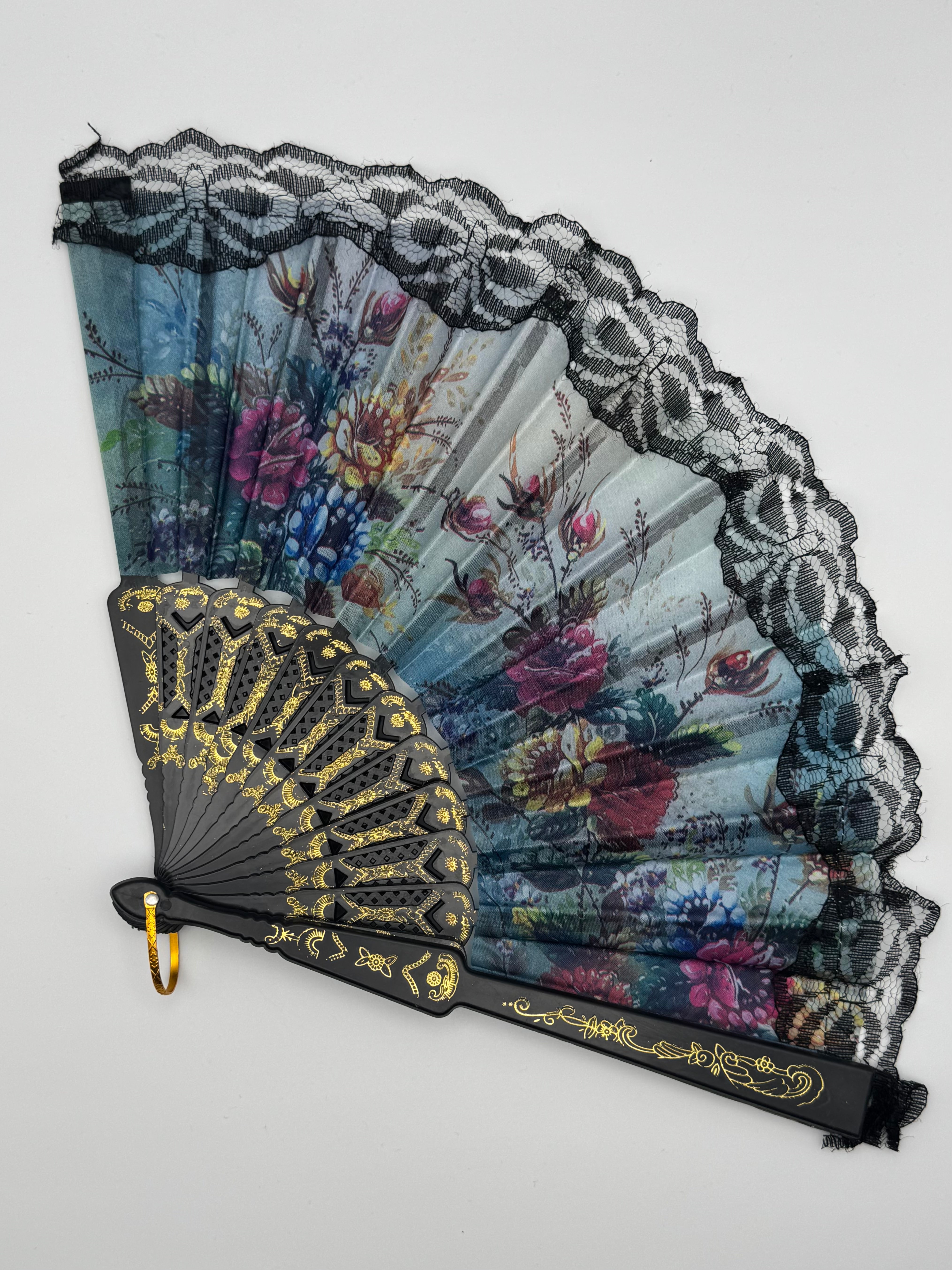 •LOVETT• goth lace floral folding fan
