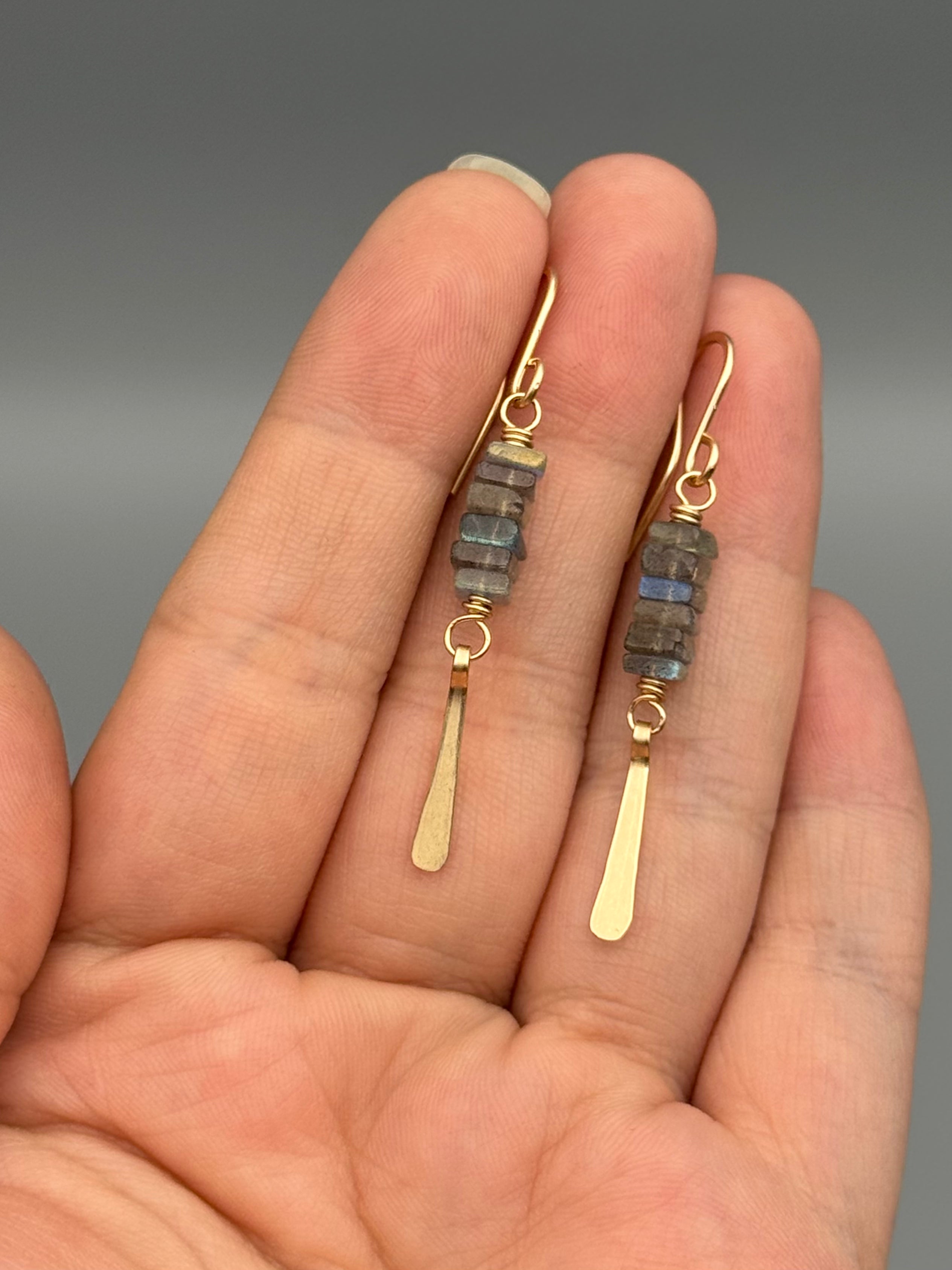 •STACK• labradorite + gold dangle earrings