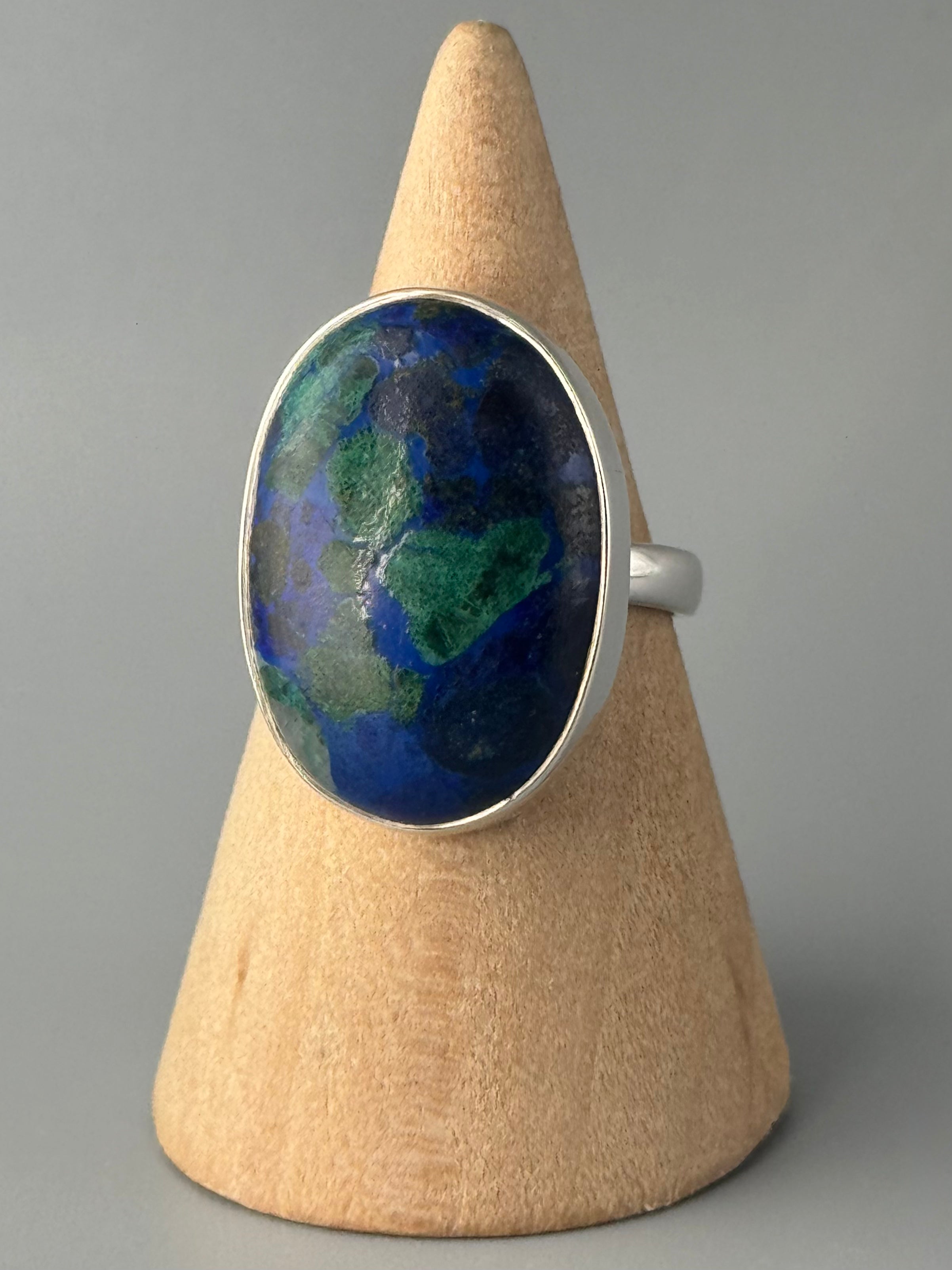 •AZURITE MALACHITE - OVAL• sterling silver ring (size 8)