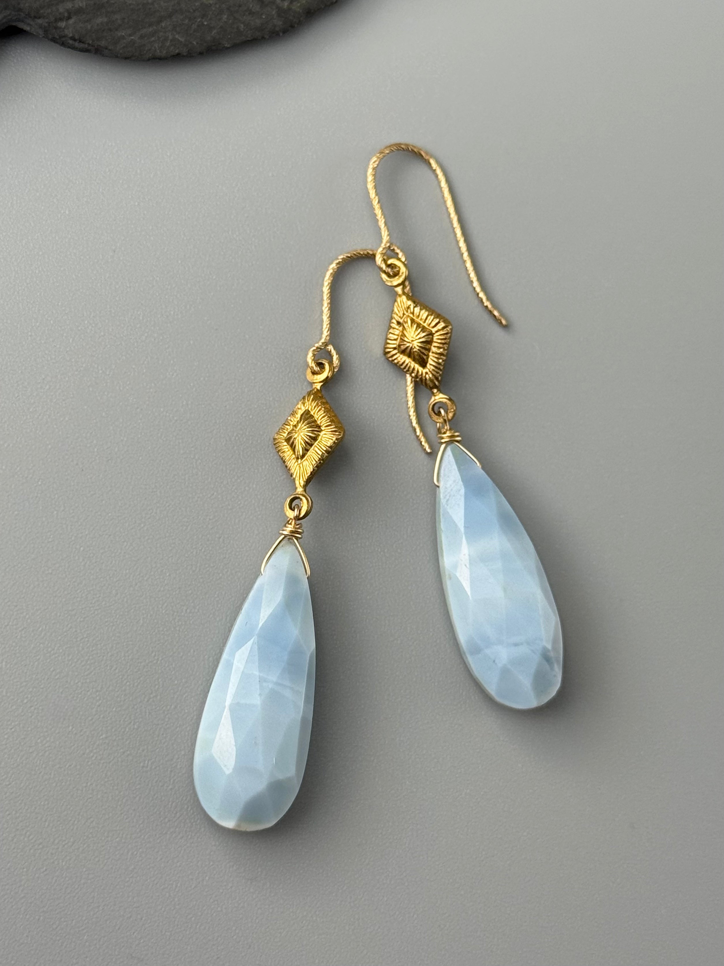 •AGATHA• blue opal + gold earrings