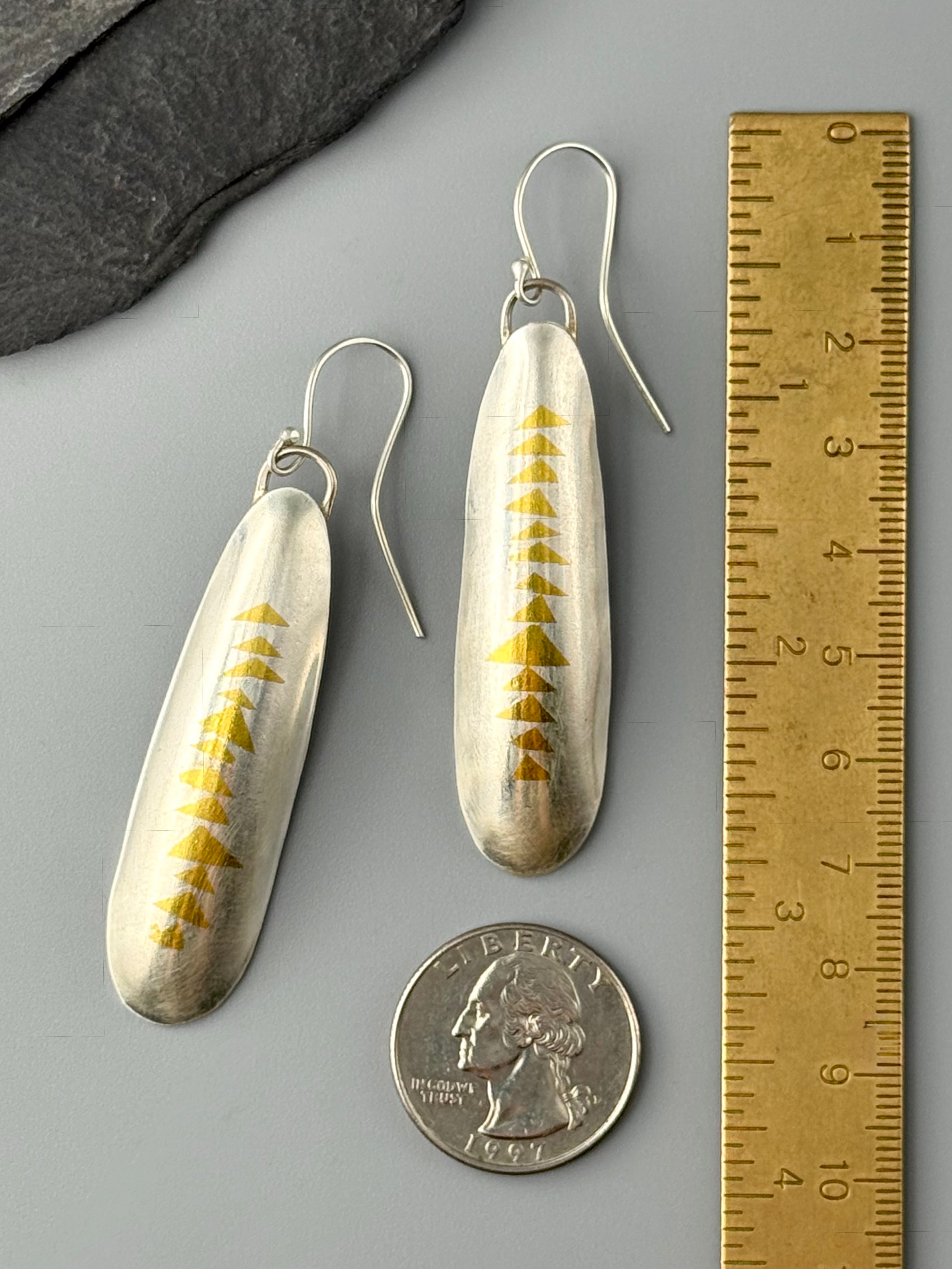 •KEUM-BOO TRIANGLES• sterling silver + gold dangle earrings
