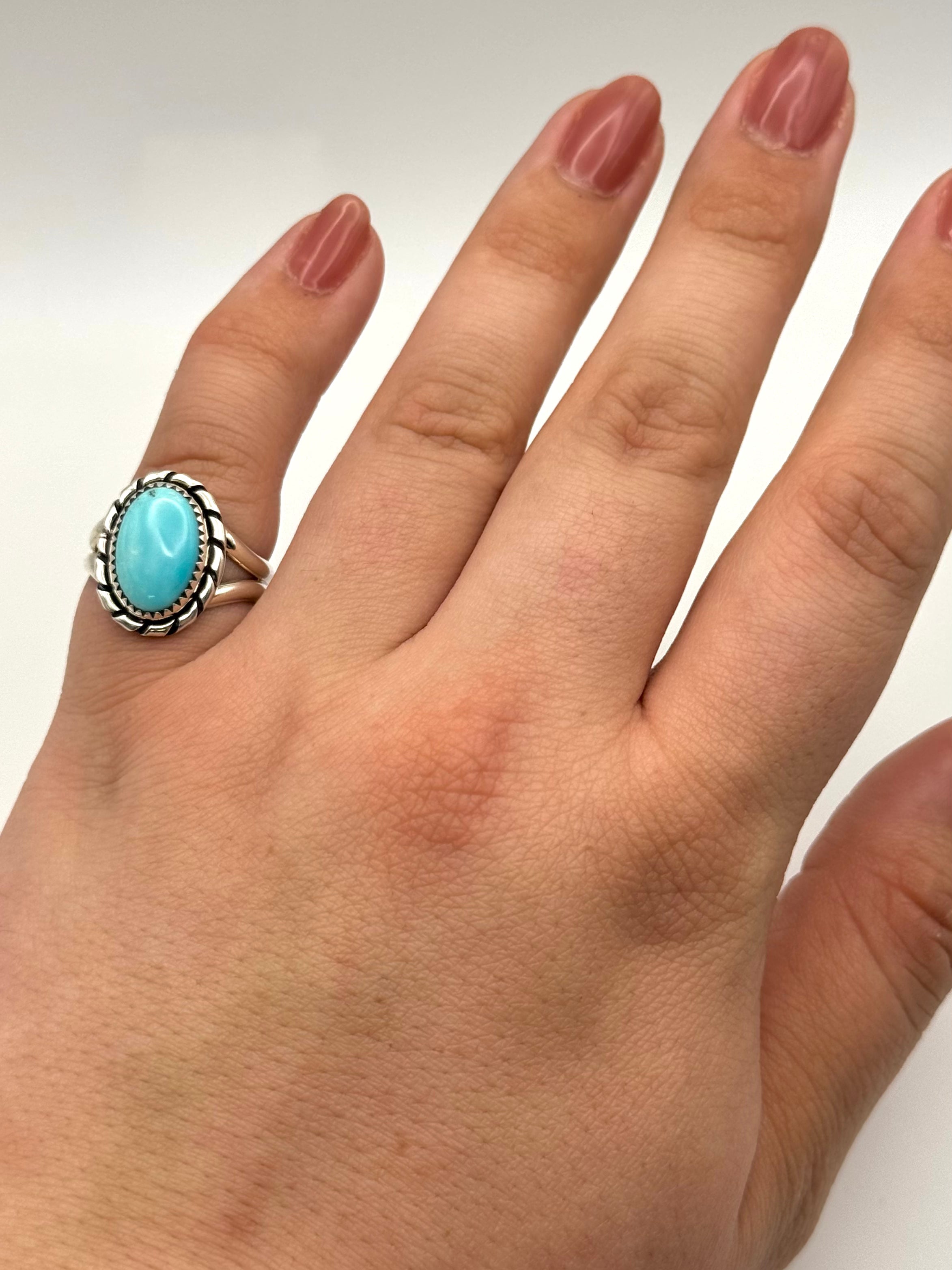 •TURQUOISE - 1• Navajo silver ring (size 6.5)