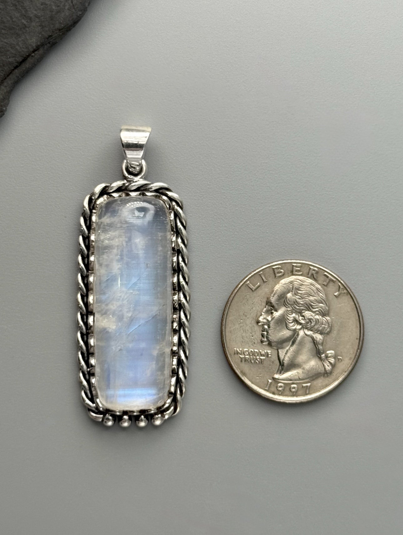 •RAINBOW MOONSTONE - TWIST• sterling silver pendant