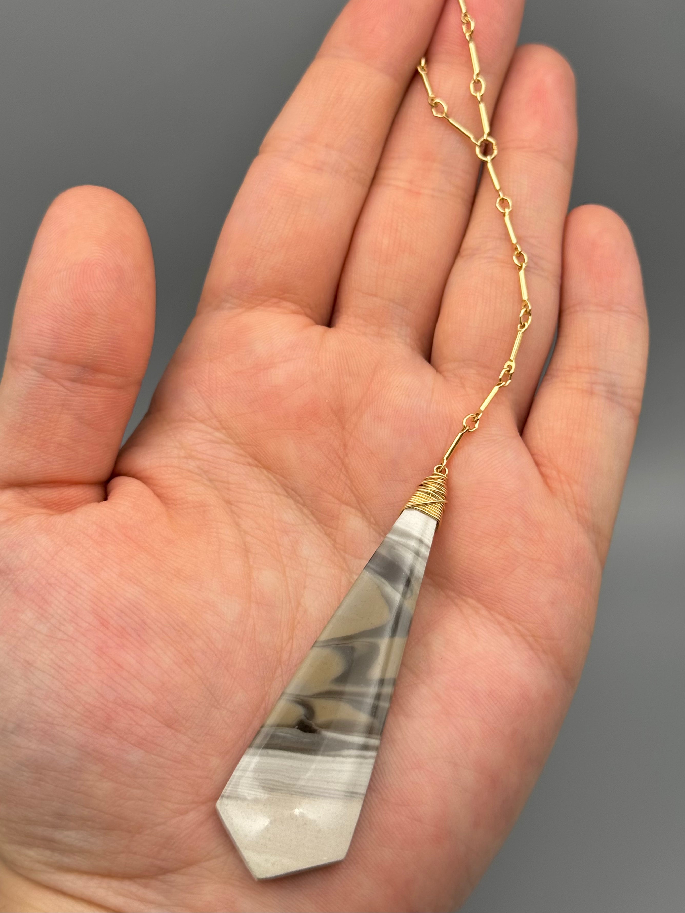 •STICKS + STONE• flint + gold necklace (18"-20" + 5" drop)