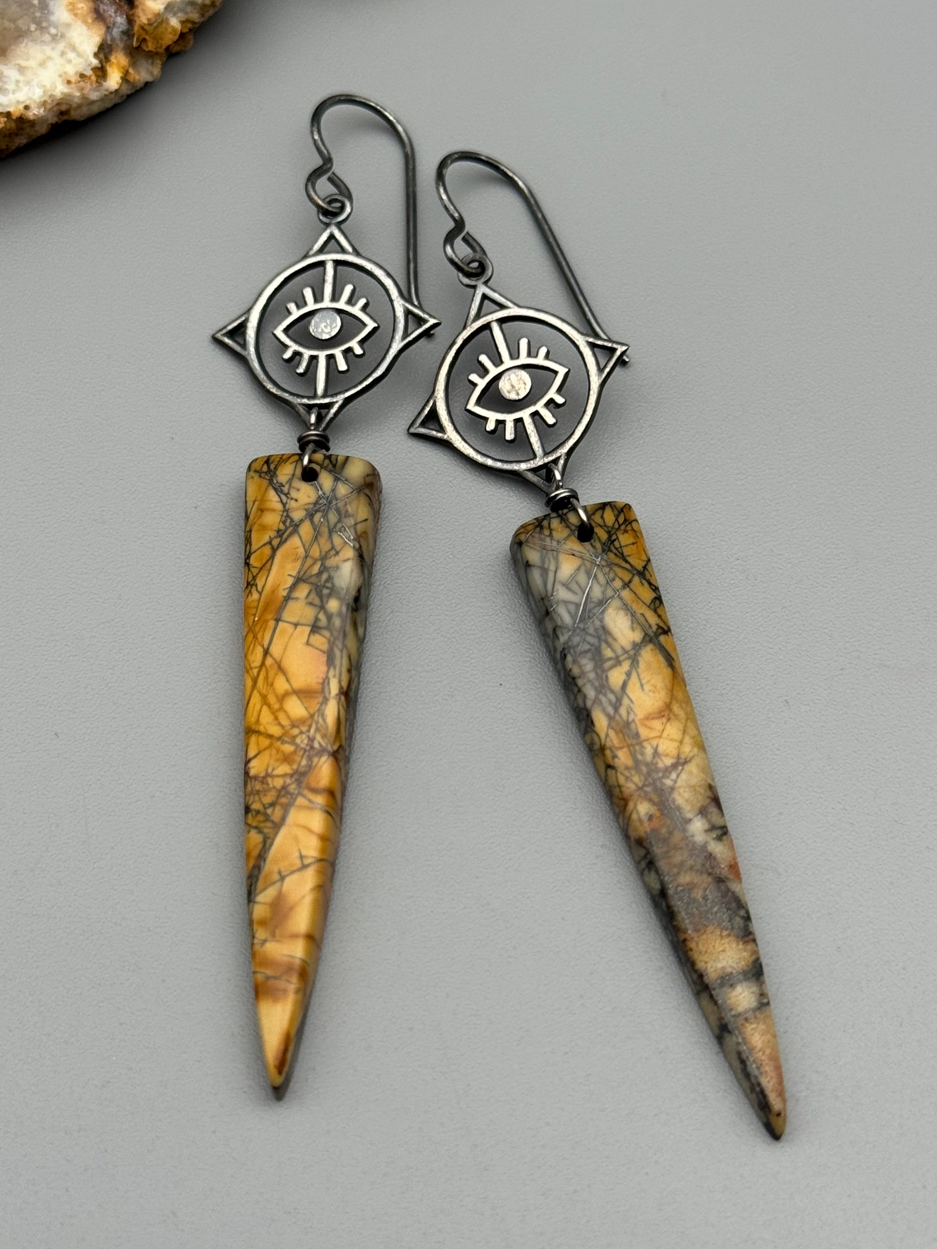 •BRIGHT EYES• red creek jasper + silver earrings