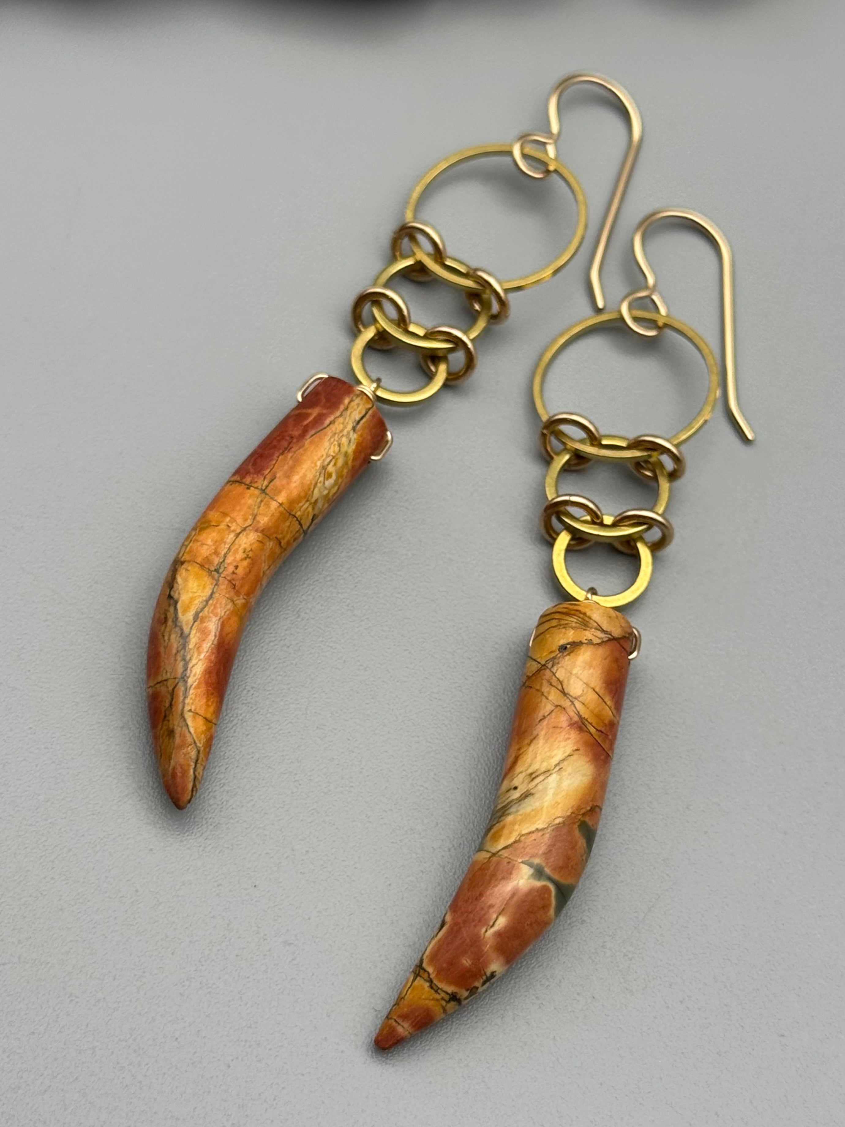 •EOWYN• red creek jasper talon + gold earrings