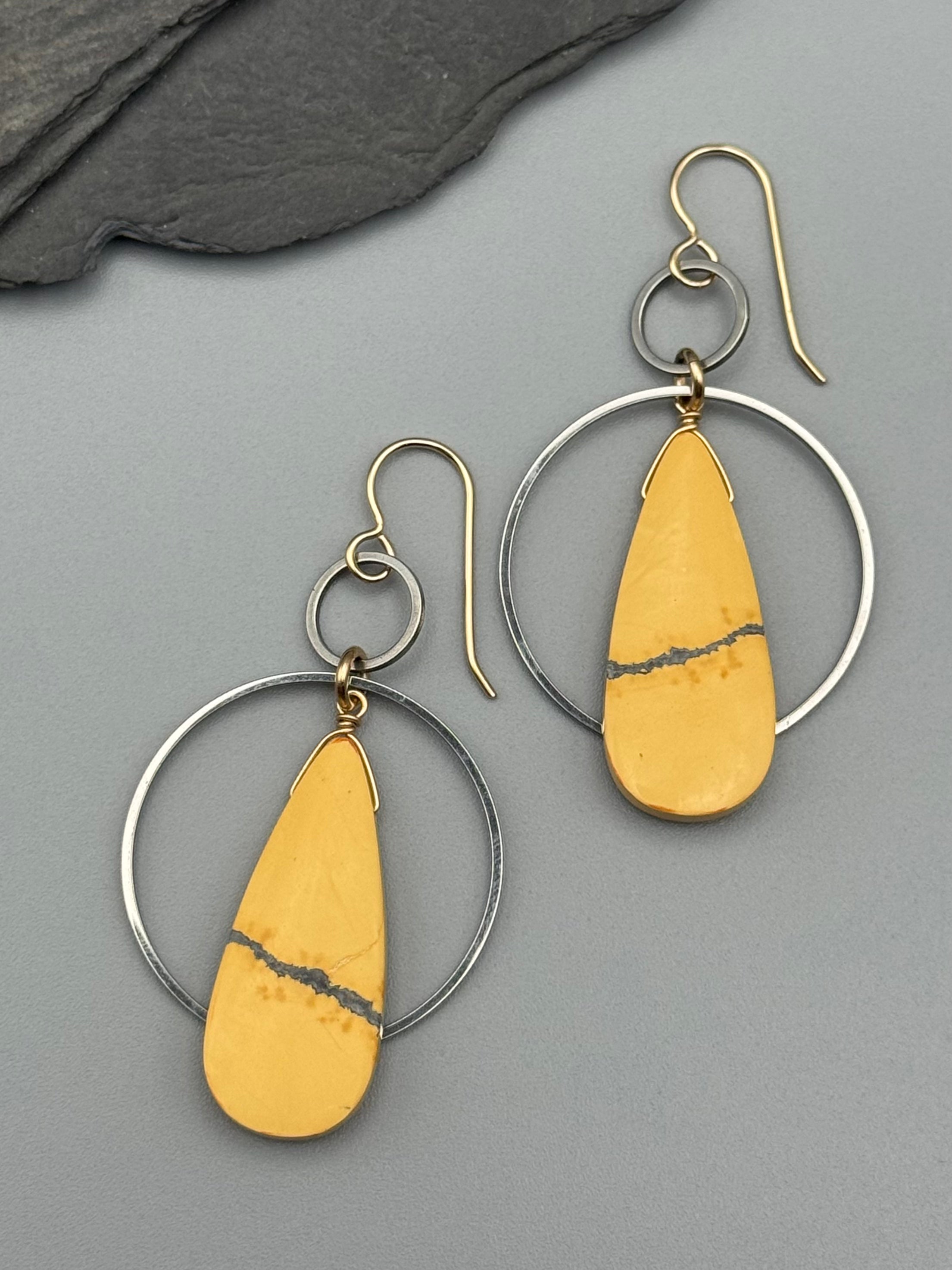 •EQUA-ORBIT• maligano jasper + mixed metal earrings