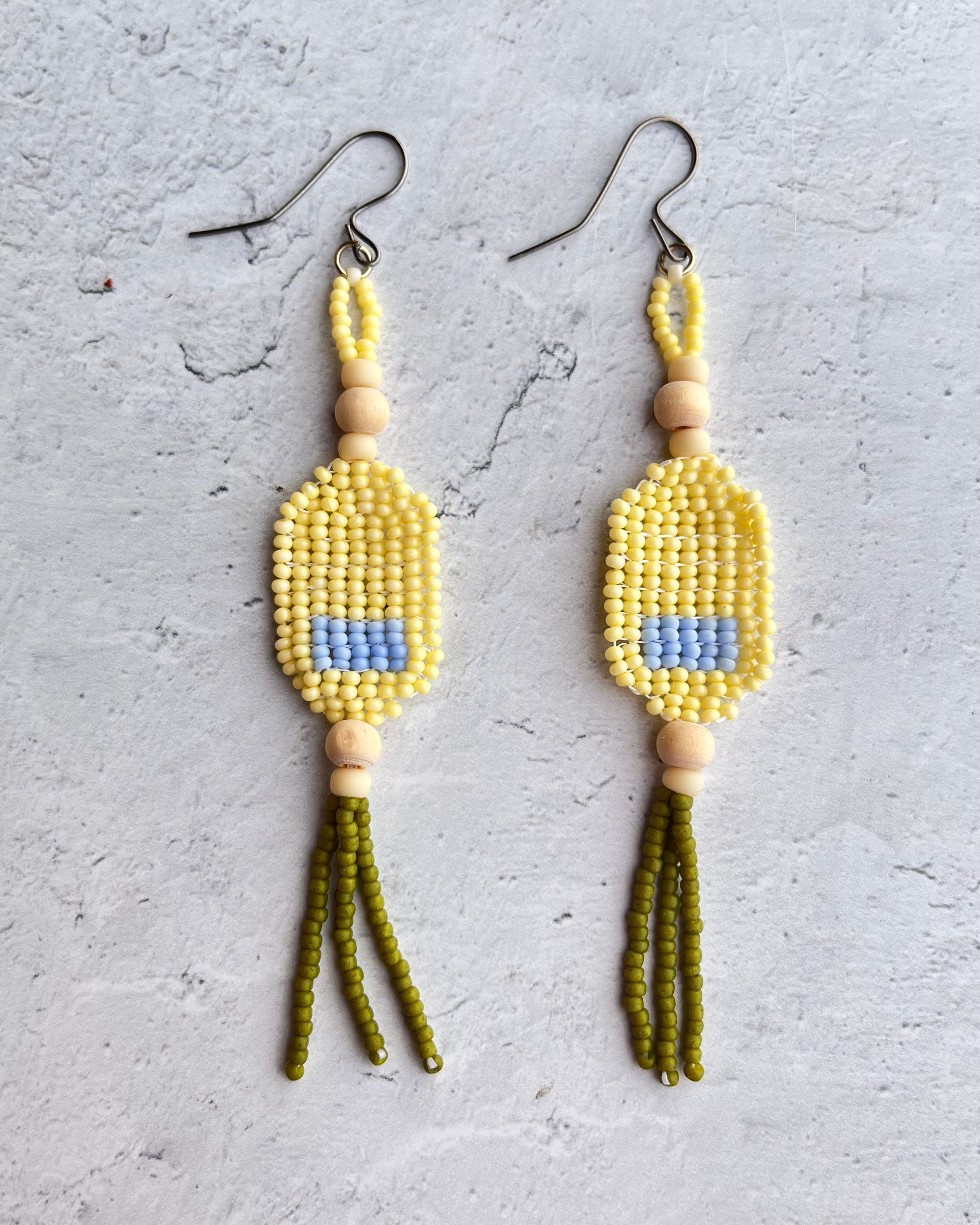 •LANTERN• hand-beaded earrings