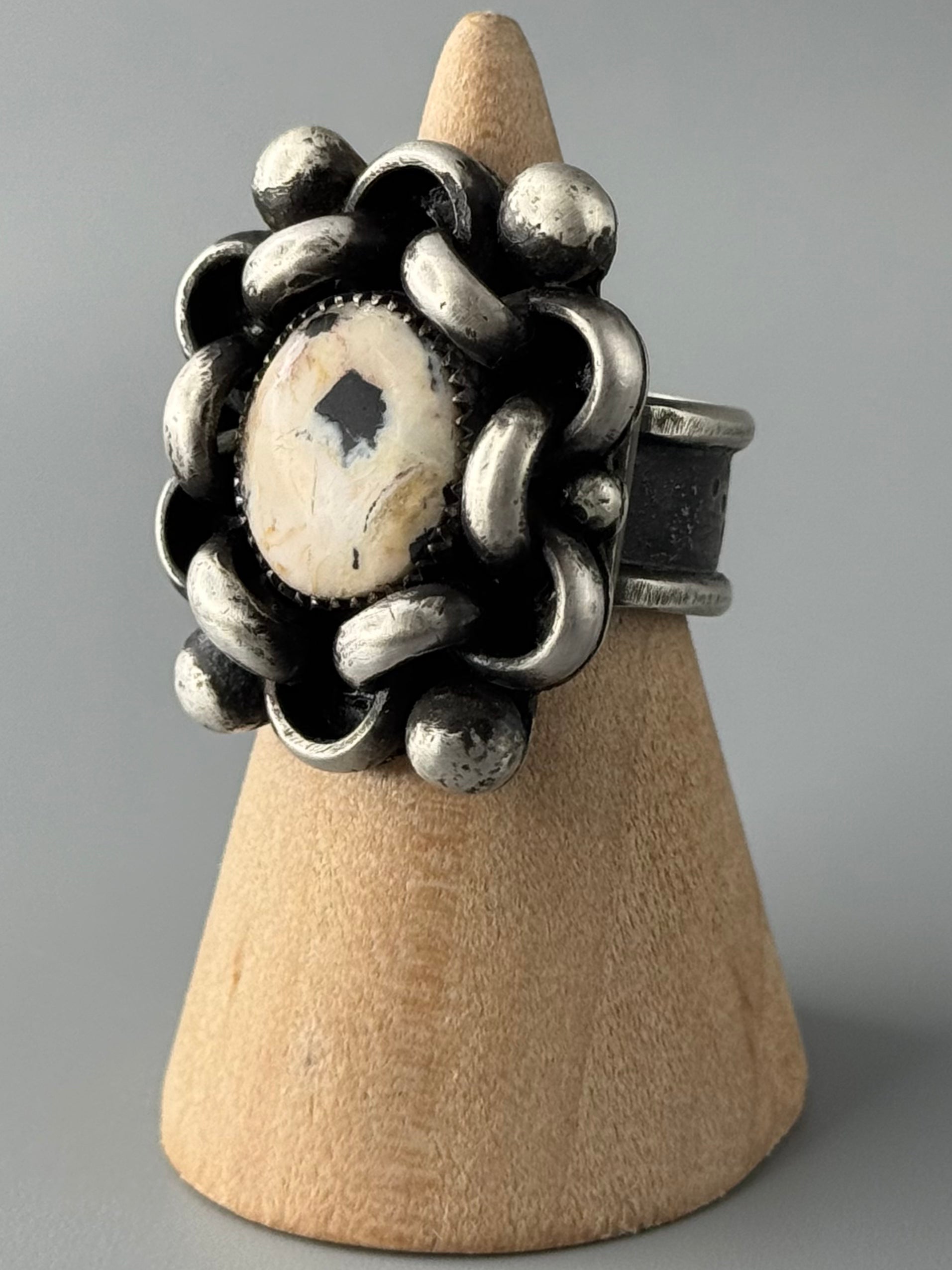 •CADENA• white buffalo + silver ring (size 7.5)
