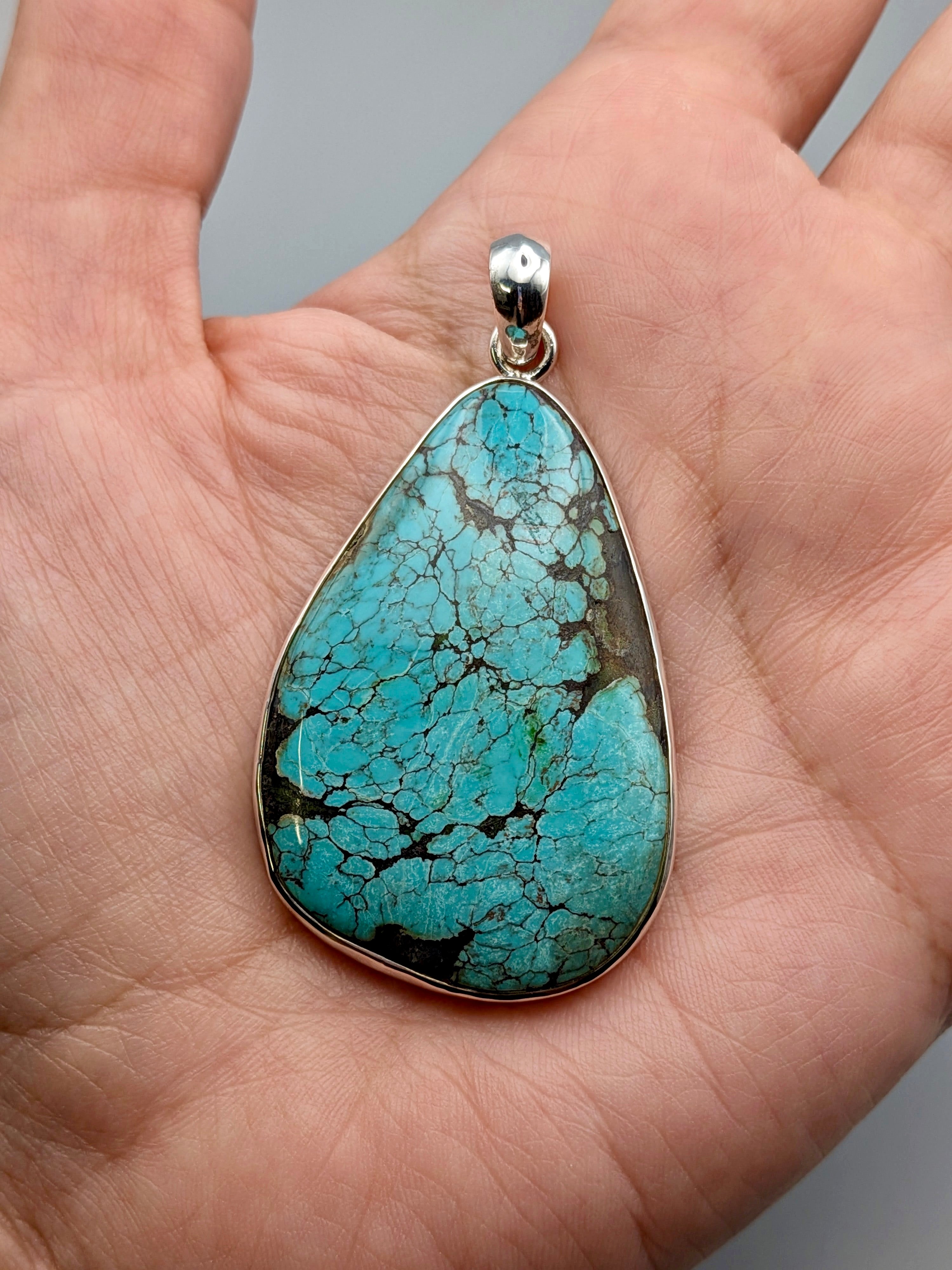 •TIBETAN TURQUOISE TEAR• sterling silver pendant
