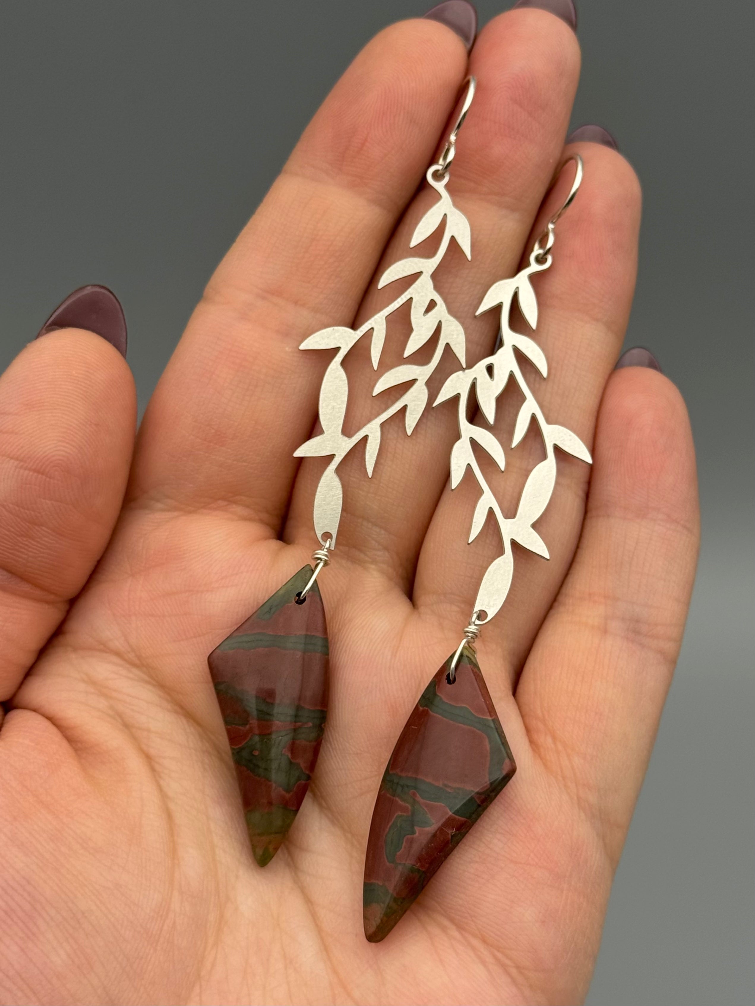 •WEEPING WILLOW• red creek jasper + silver earrings