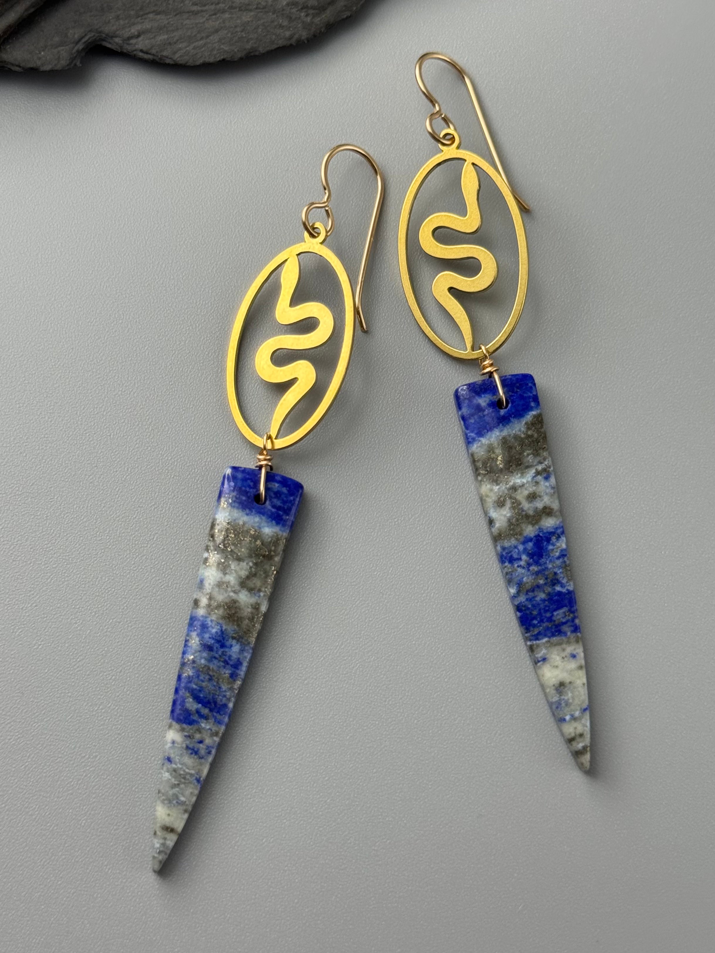 •SLITHER• lapis lazuli + gold earrings