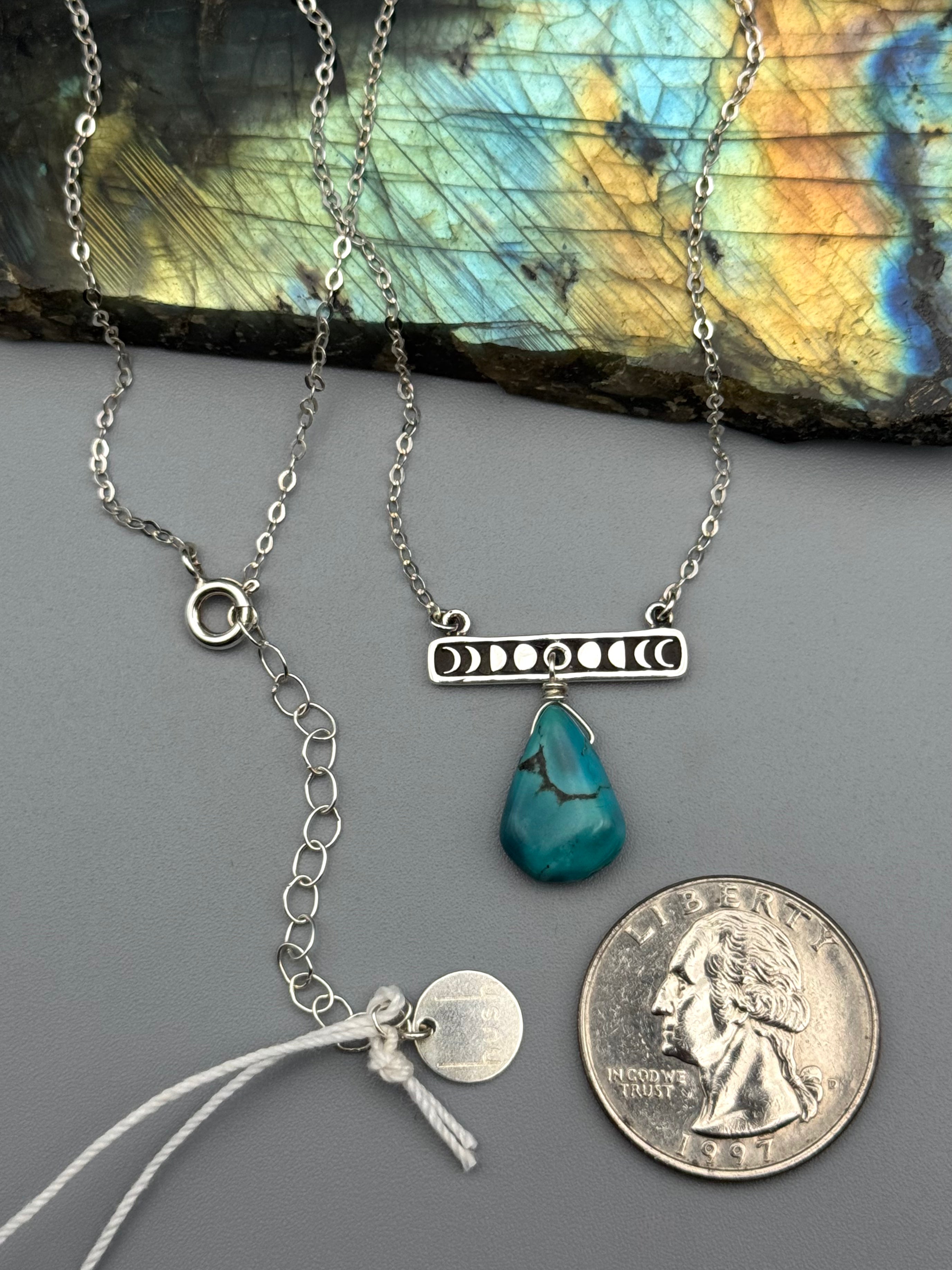 •NYX• turquoise + silver necklace (17"-19" long)