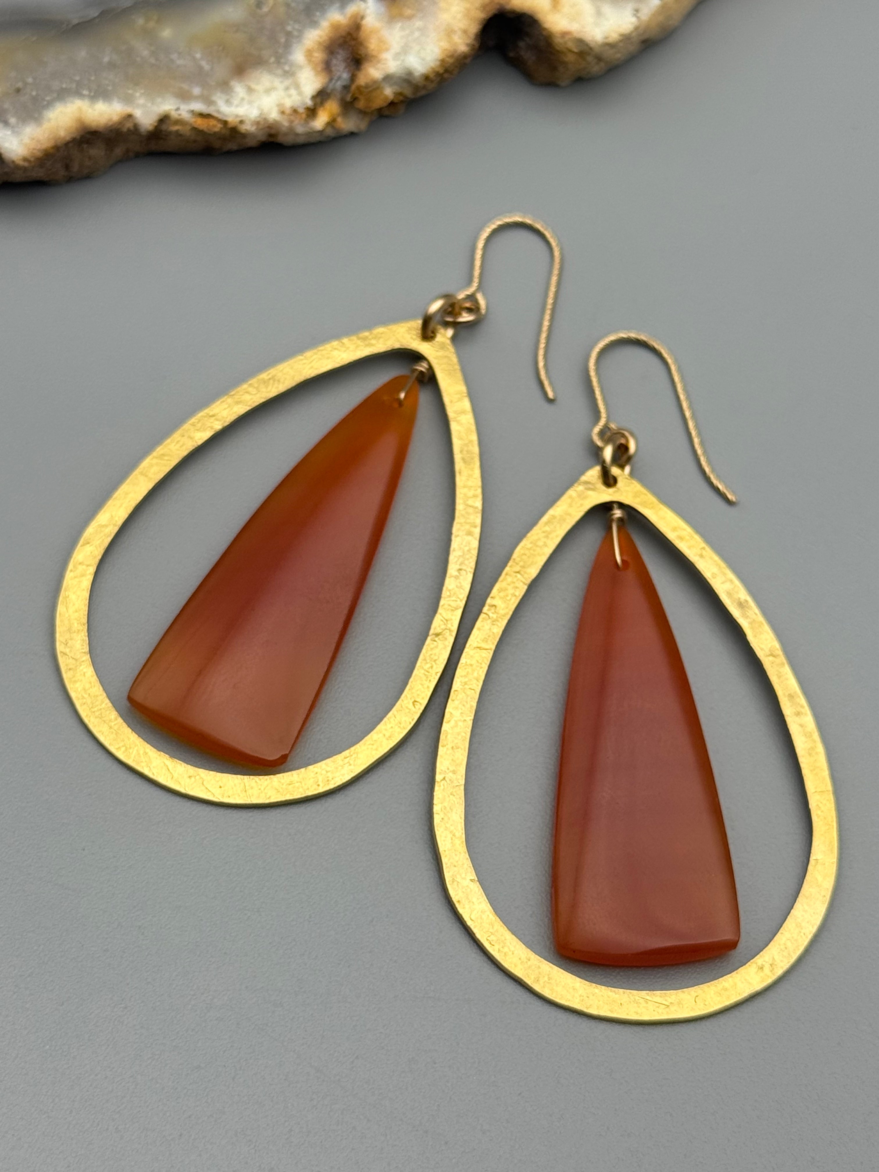 •DRIP DROP• carnelian + gold earrings