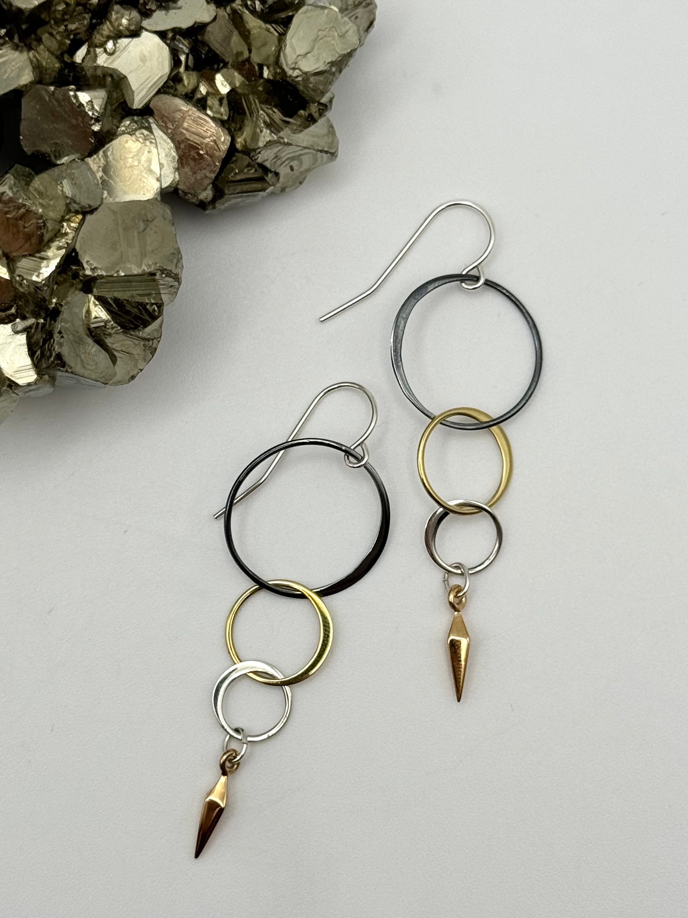 •INTERLOCK• mixed metal earrings