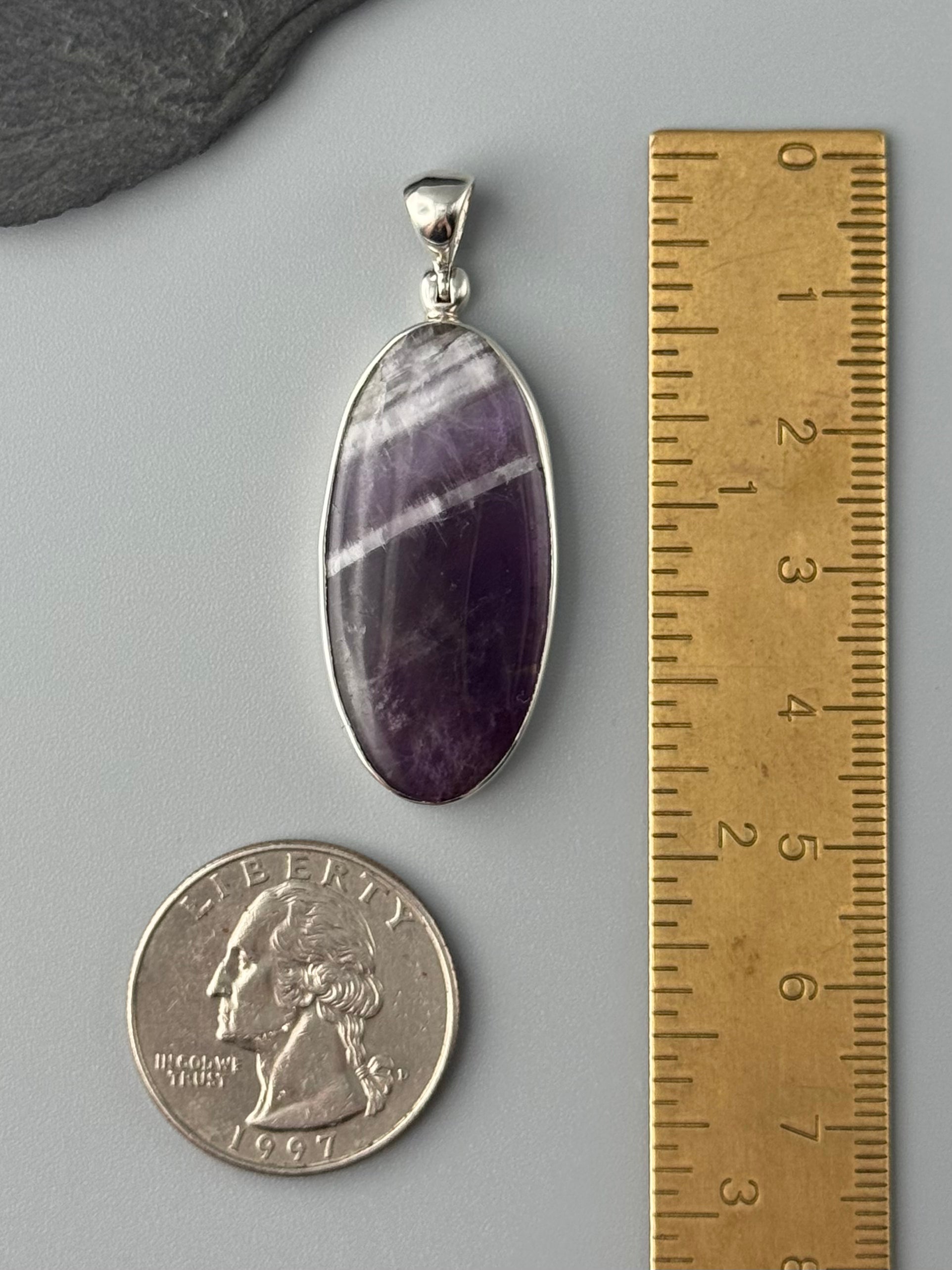 •CHEVRON AMETHYST - OVAL• sterling silver pendant