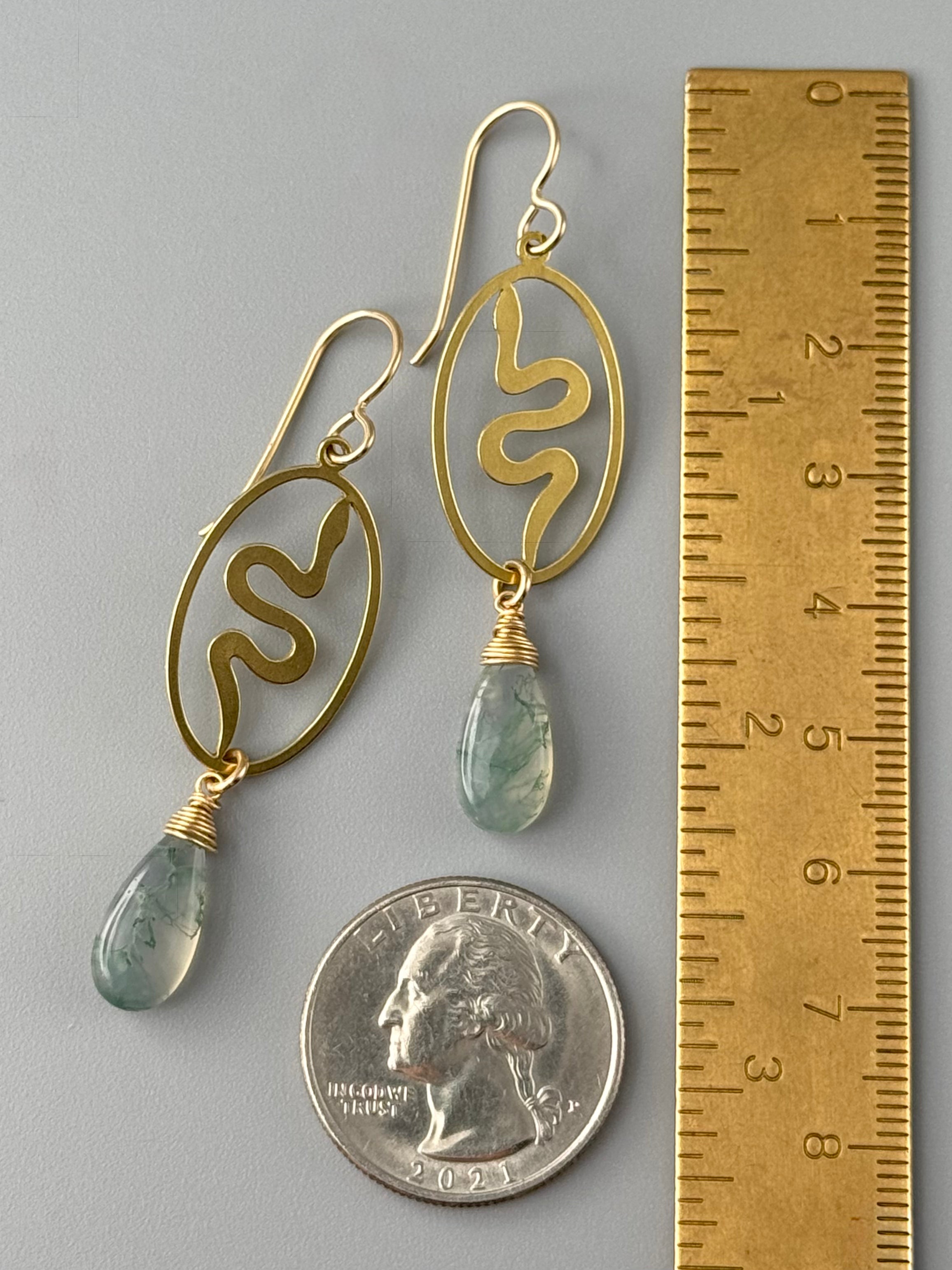 •SUEÑO• moss agate + gold earrings