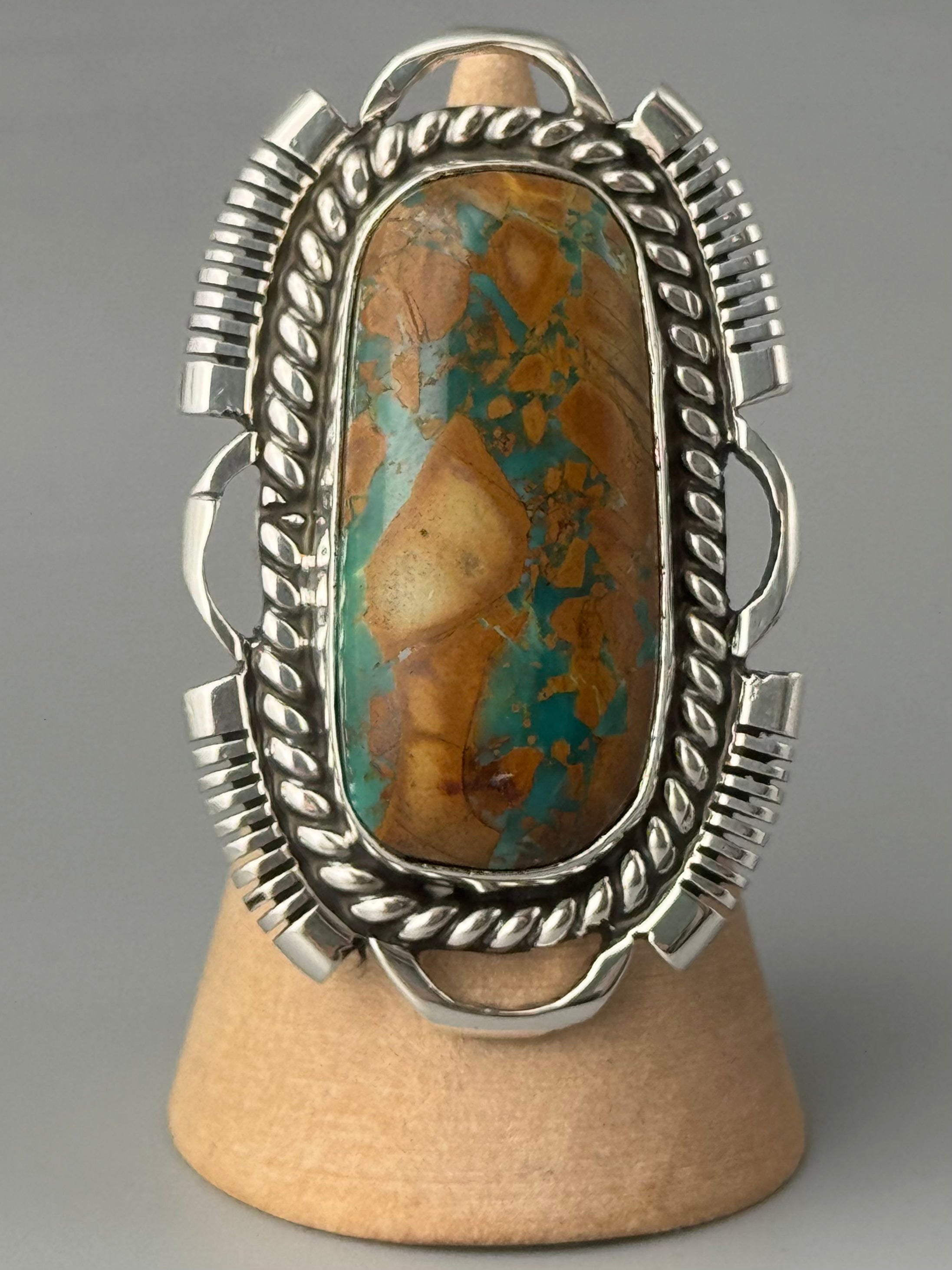 •BOULDER TURQUOISE - MOUNTAIN SPIRIT• Navajo silver ring (size 7.5)