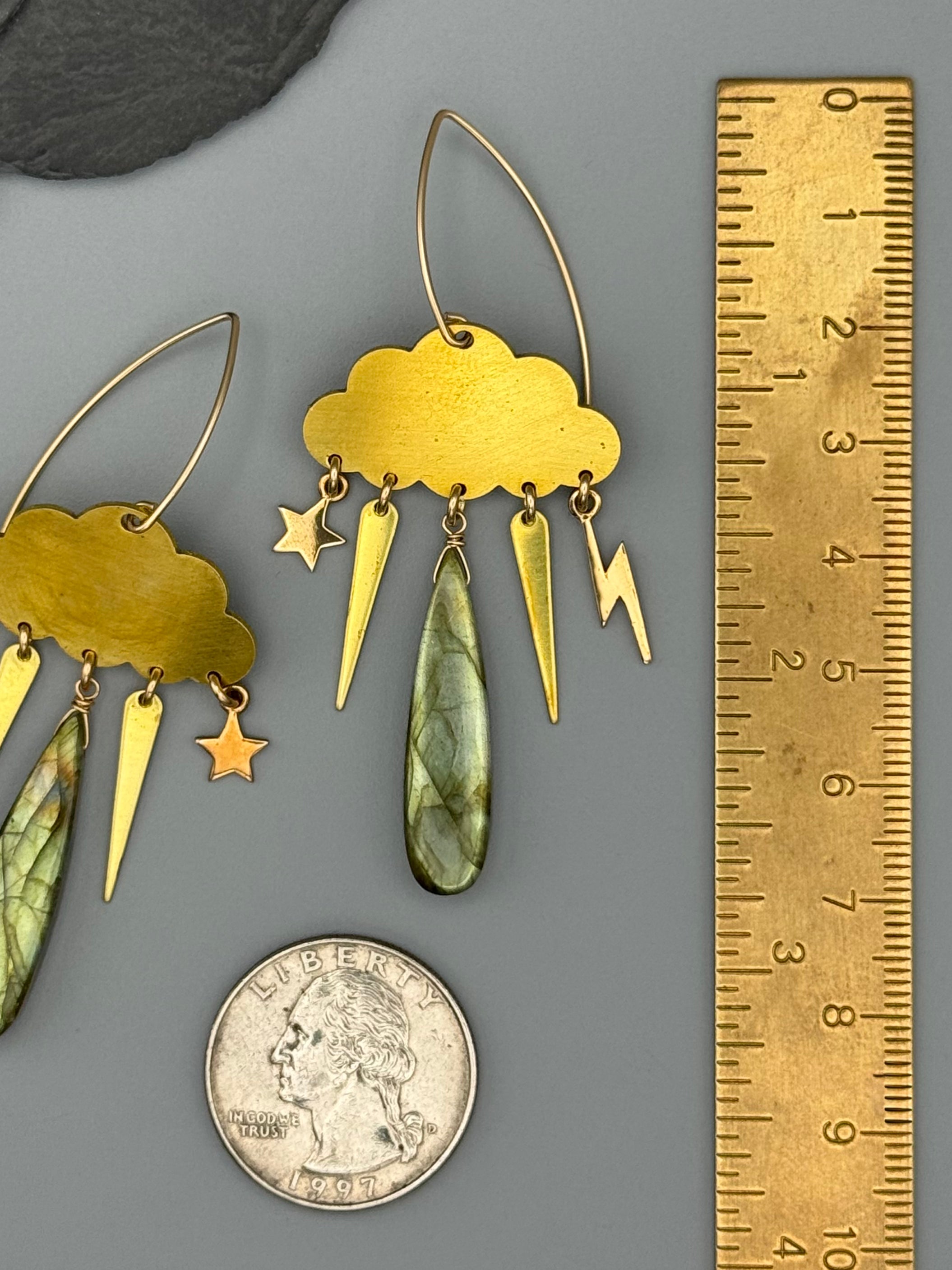 •STORMY• labradorite + gold earrings