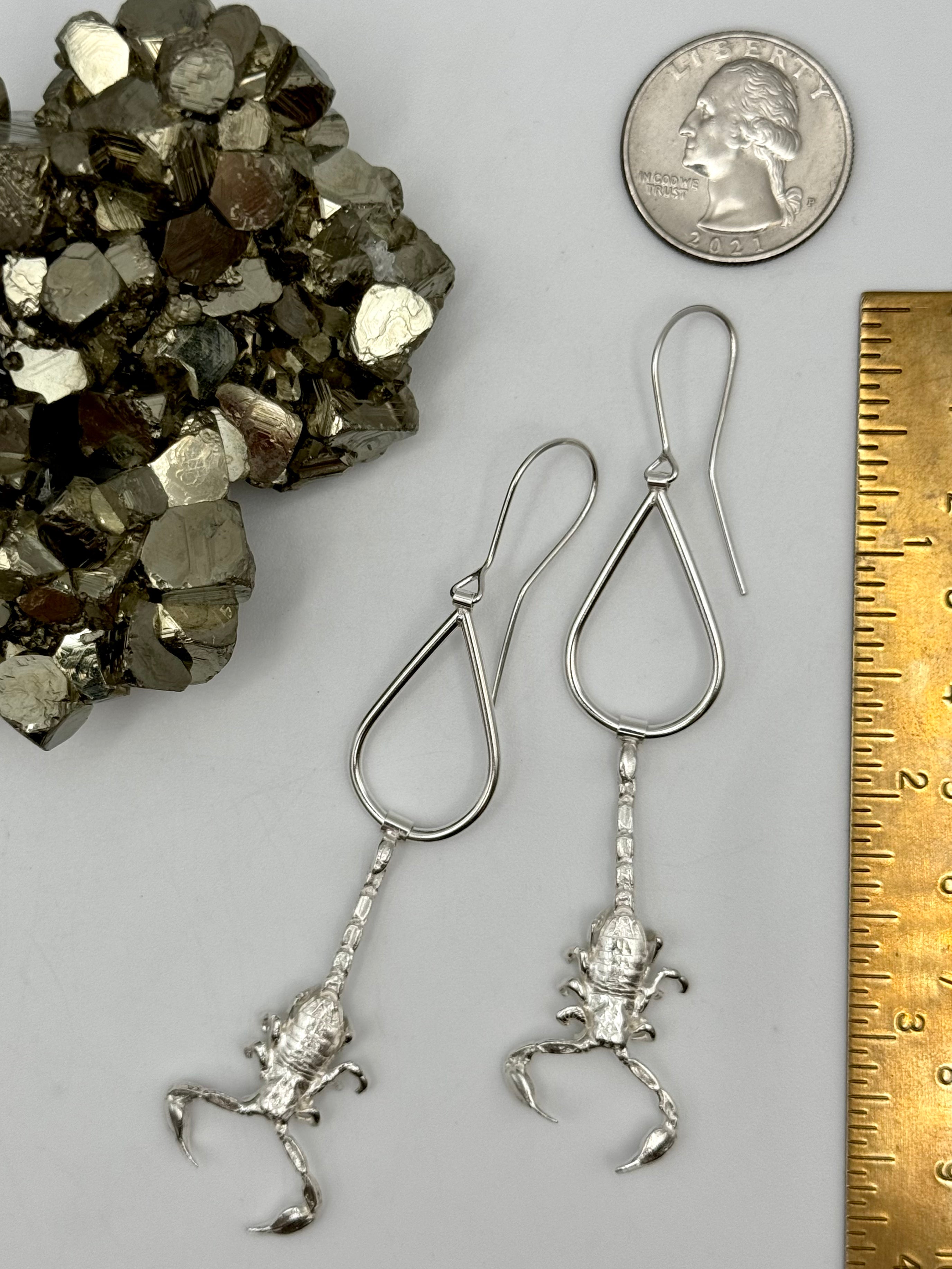 •SCORPION TEARDROP• silver dangle earrings