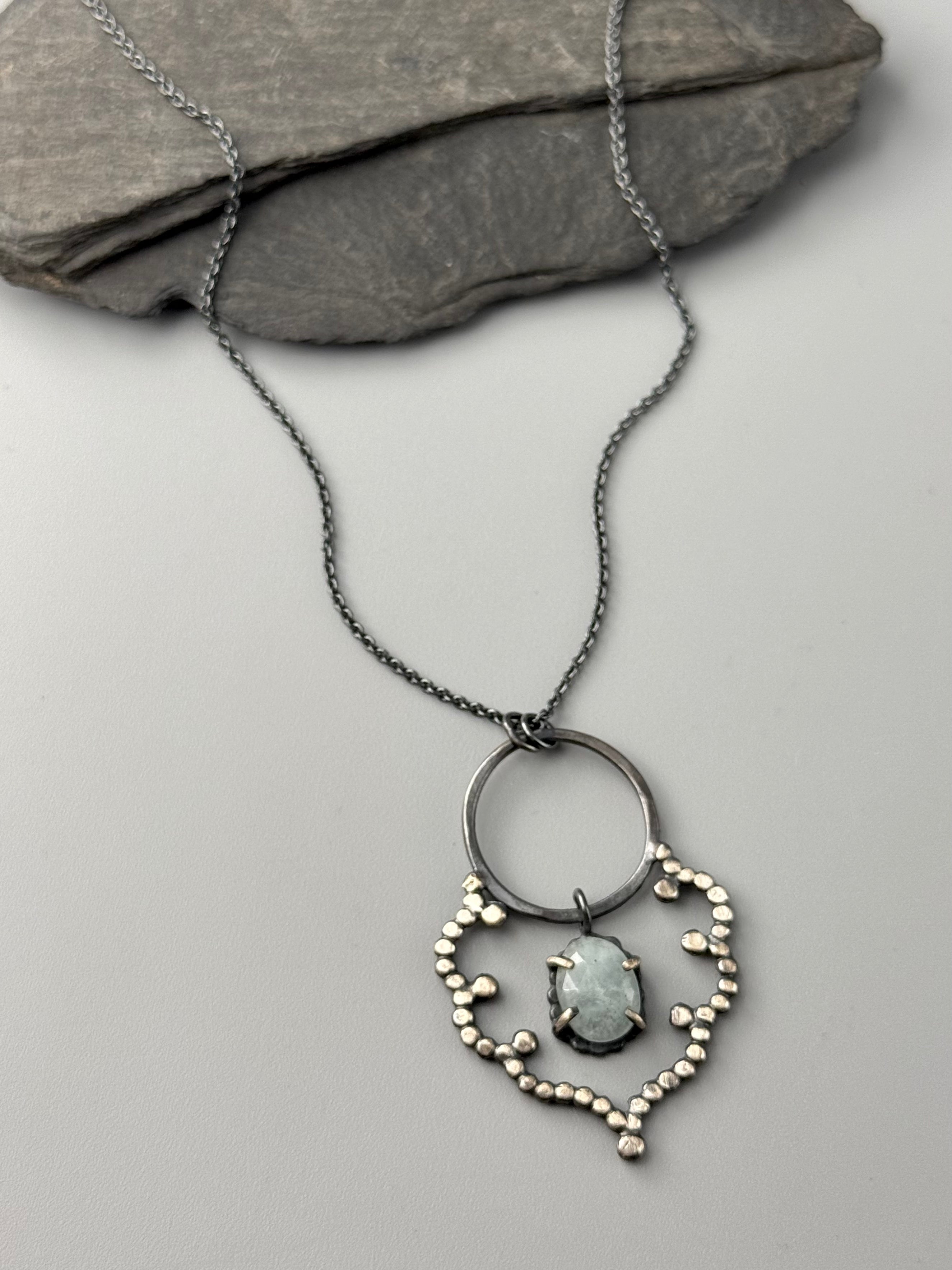 •LACY CLOUD• aquamarine + silver necklace (18" long)